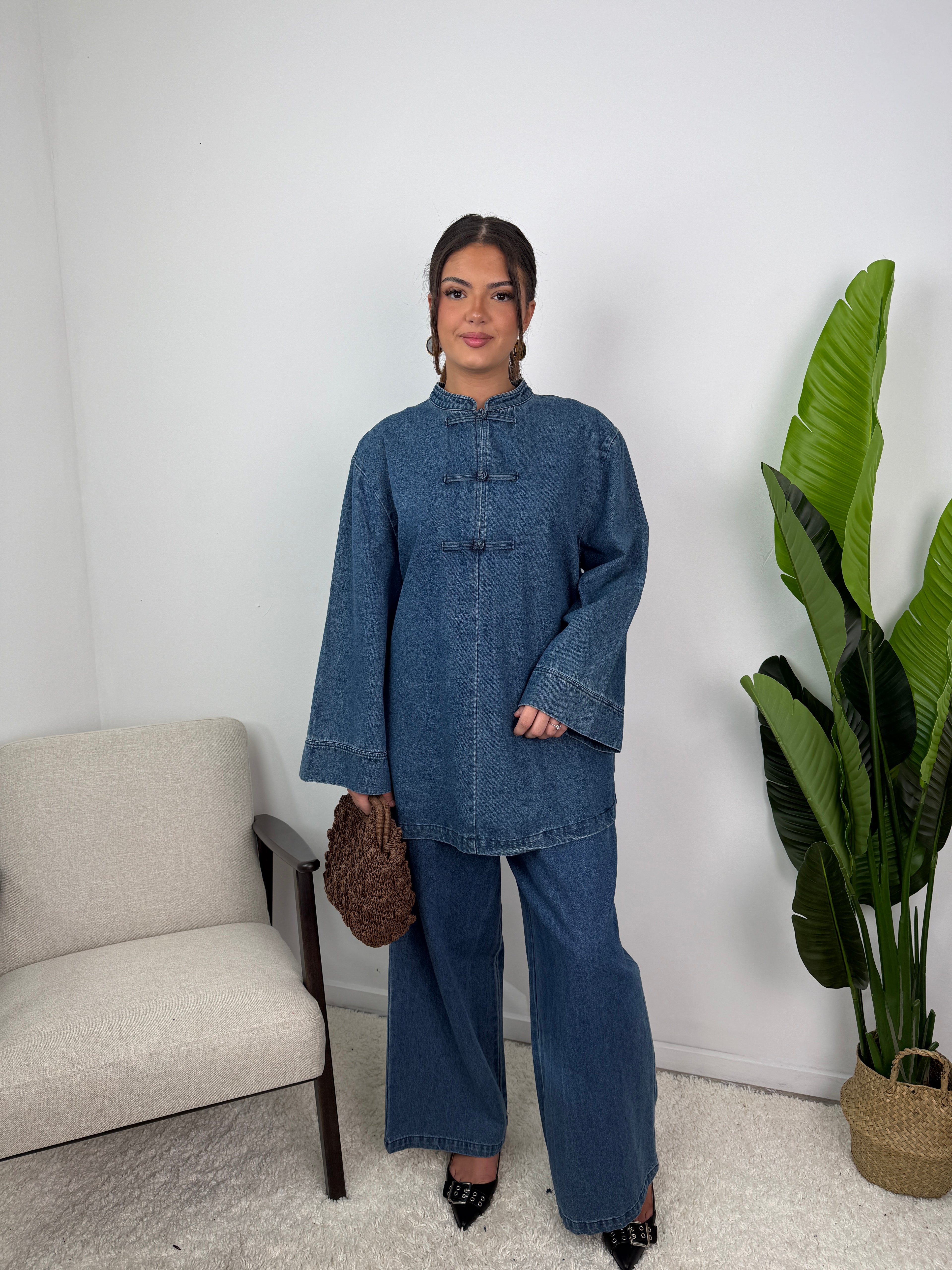 Ensemble Jean col mao