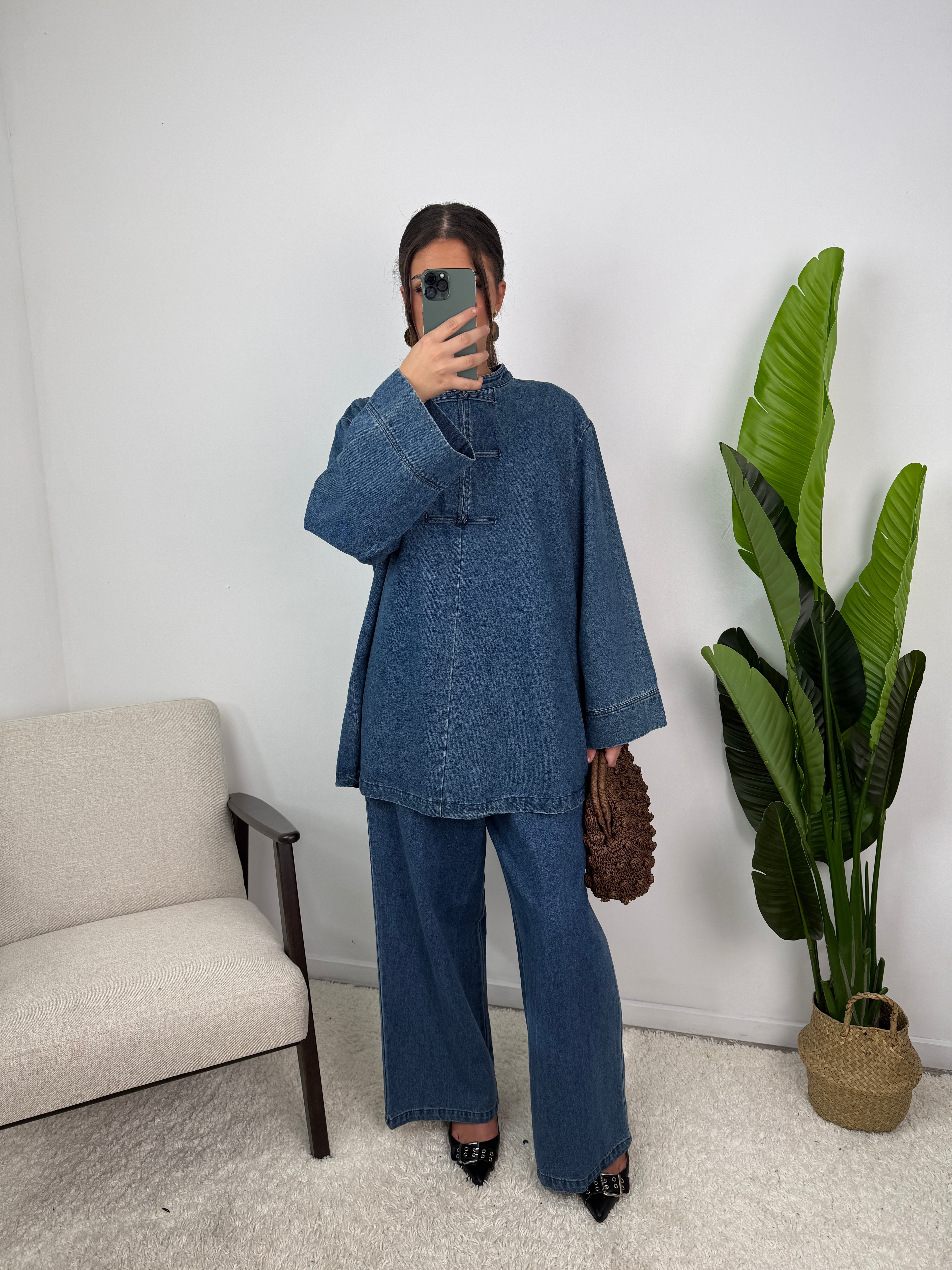 Ensemble Jean col mao