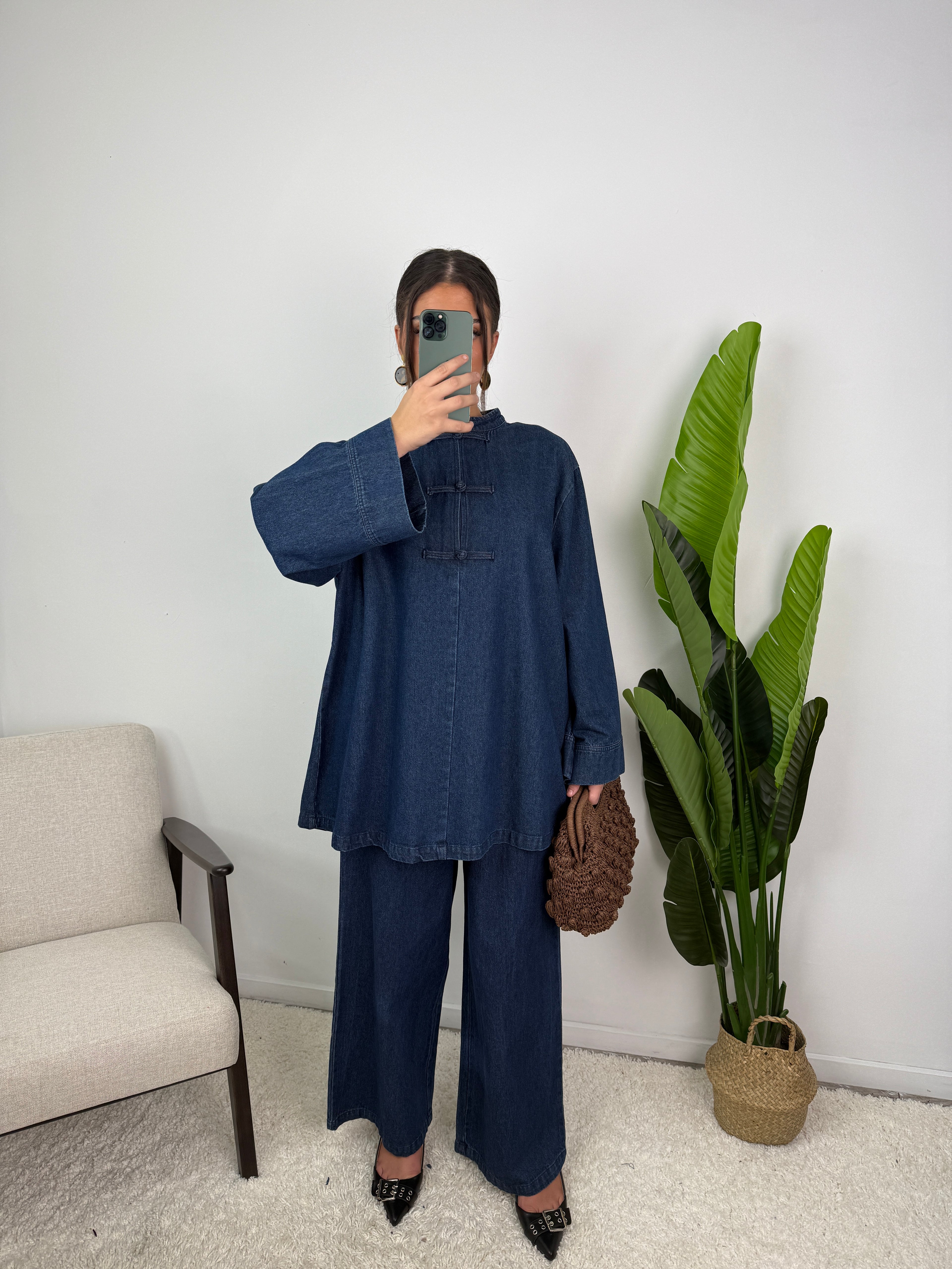 Ensemble Jean col mao