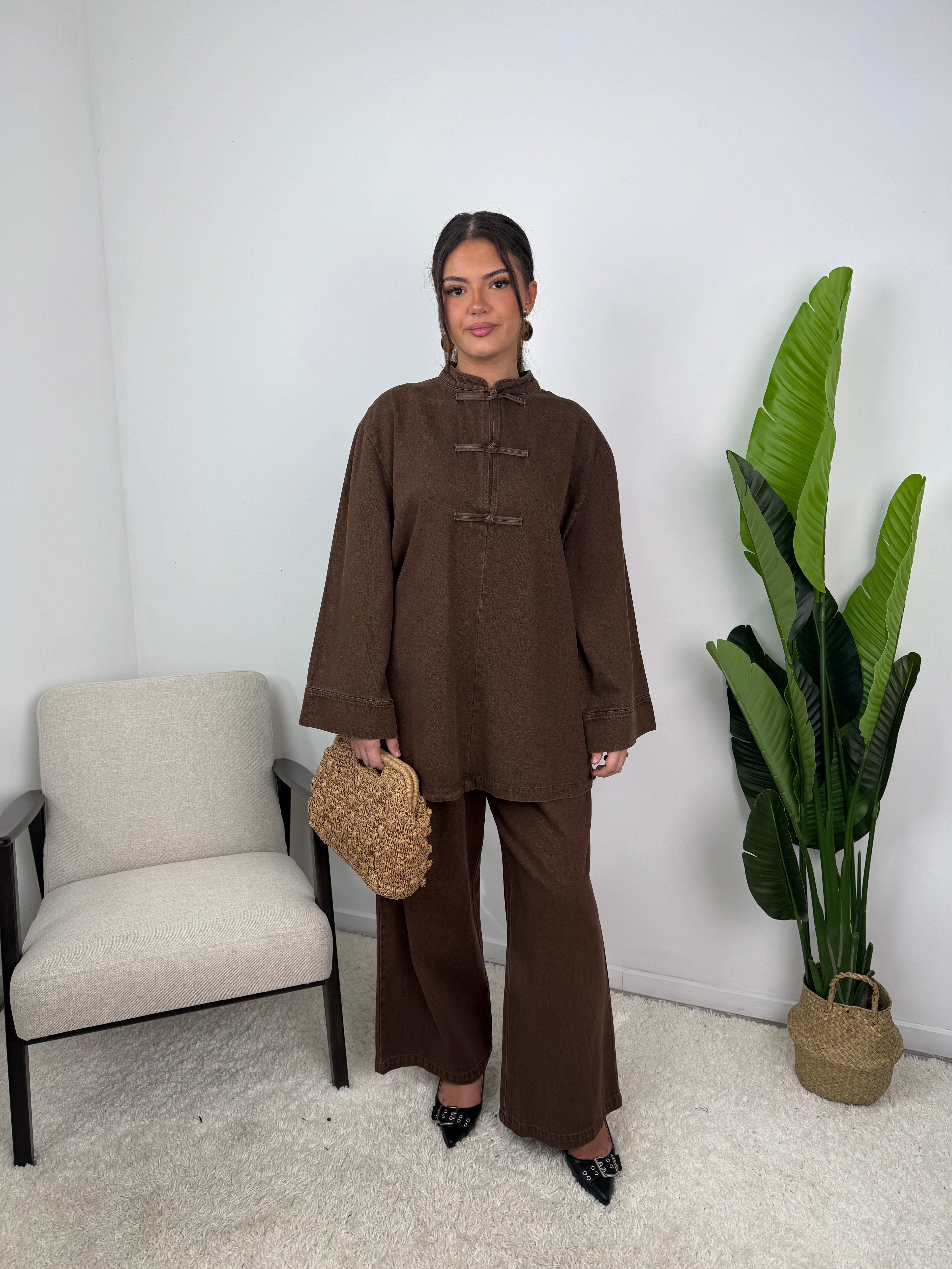 Ensemble Jean col mao