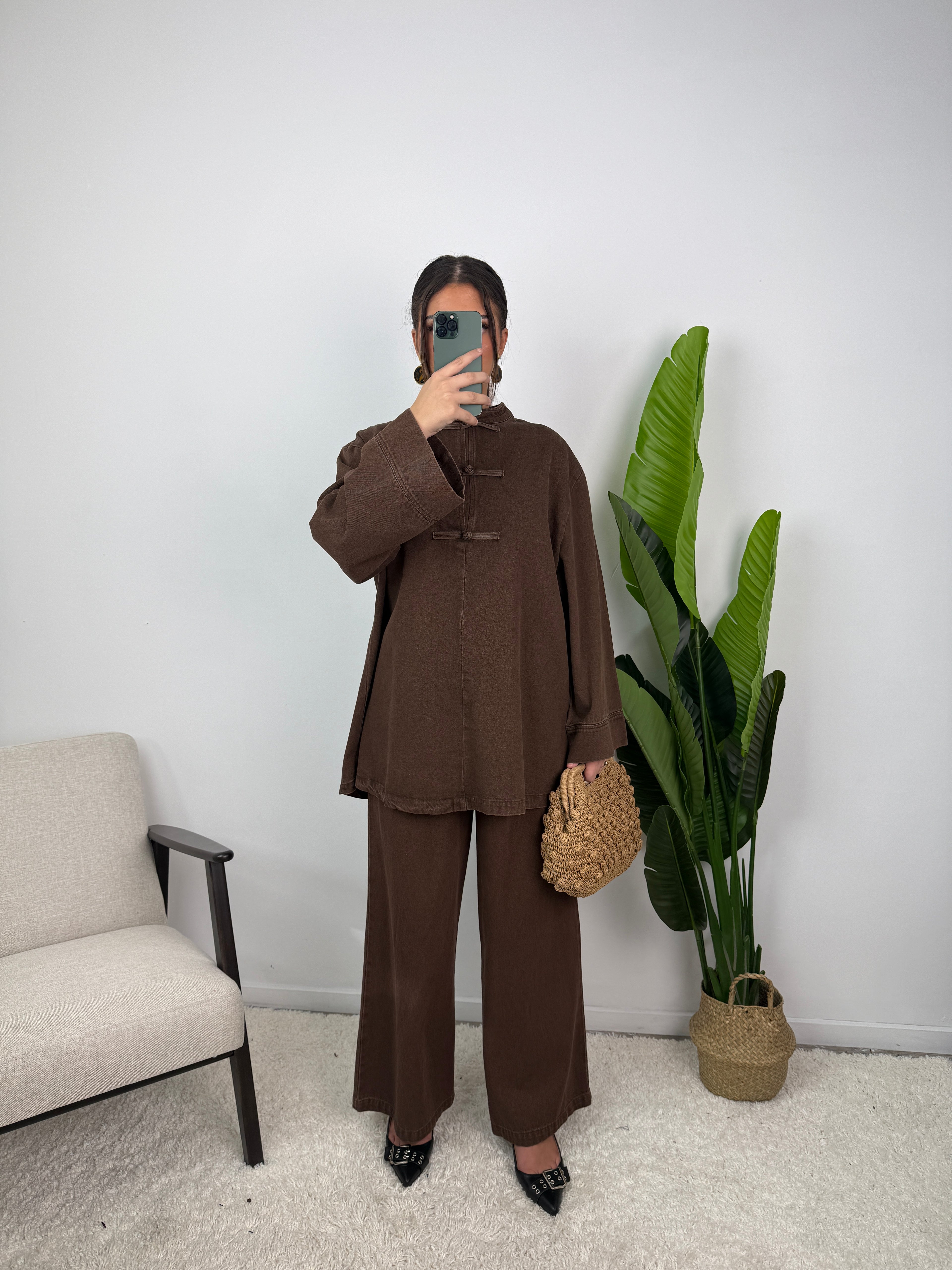 Ensemble Jean col mao