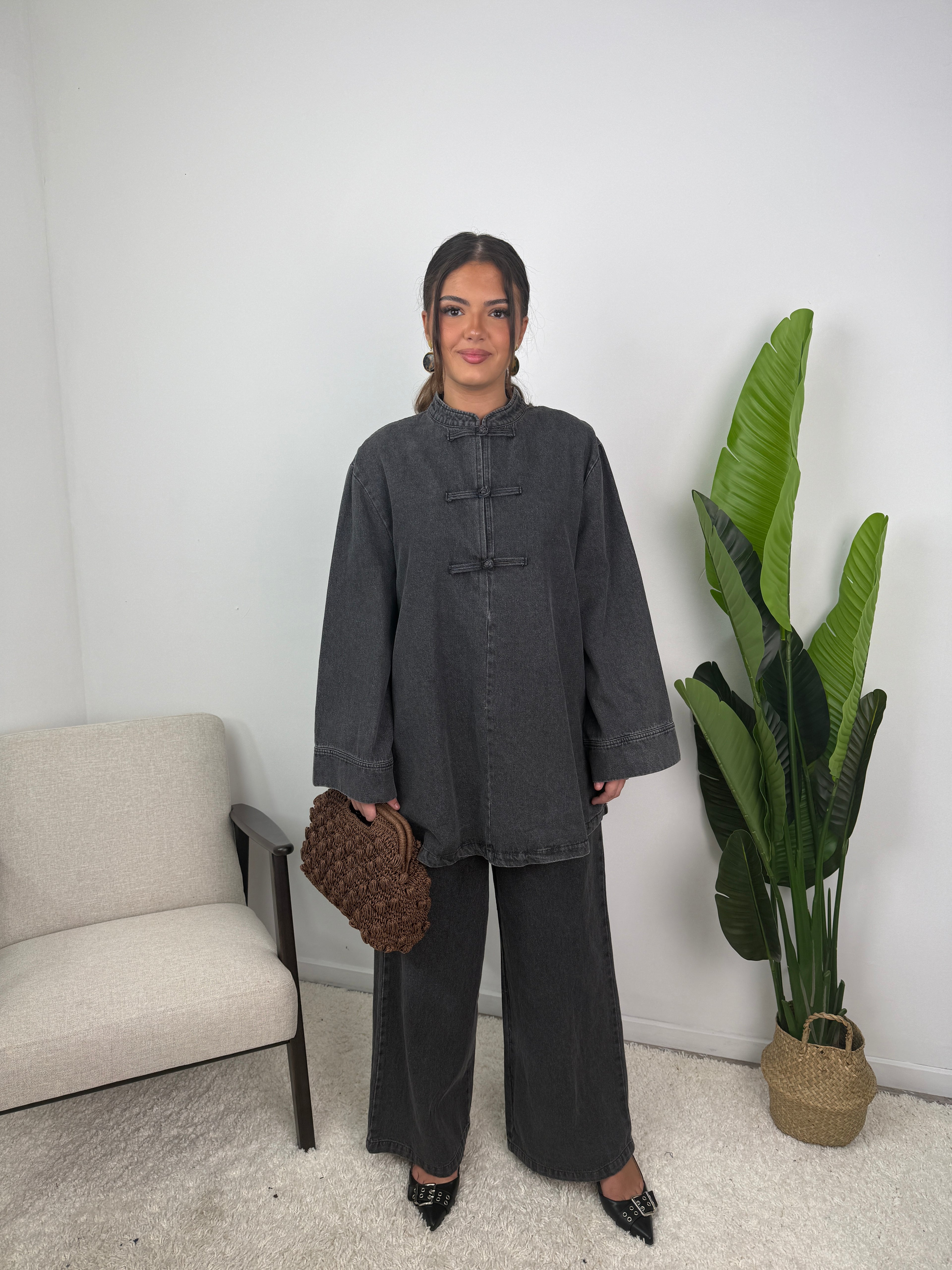 Ensemble Jean col mao