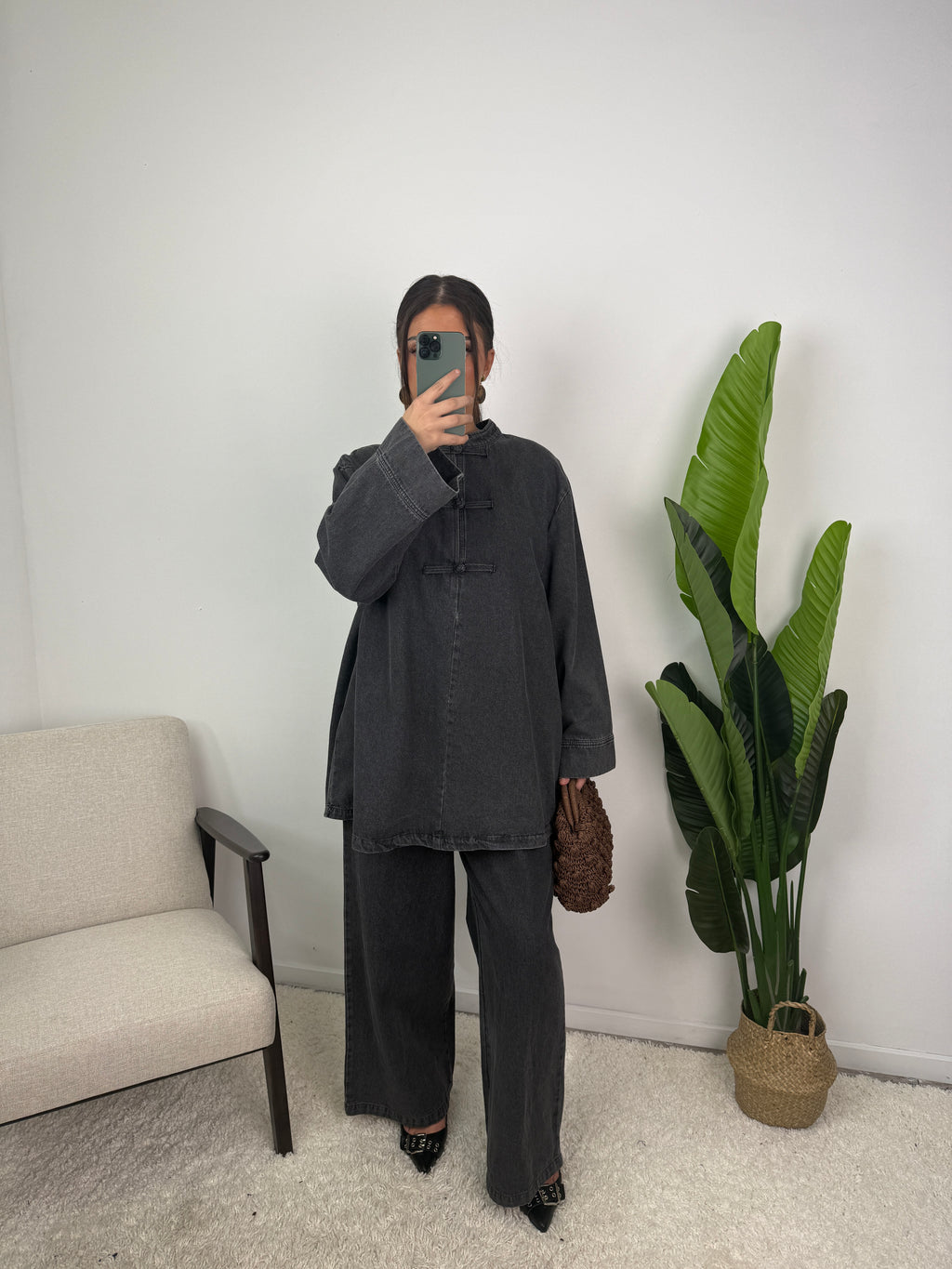 Ensemble Jean col mao