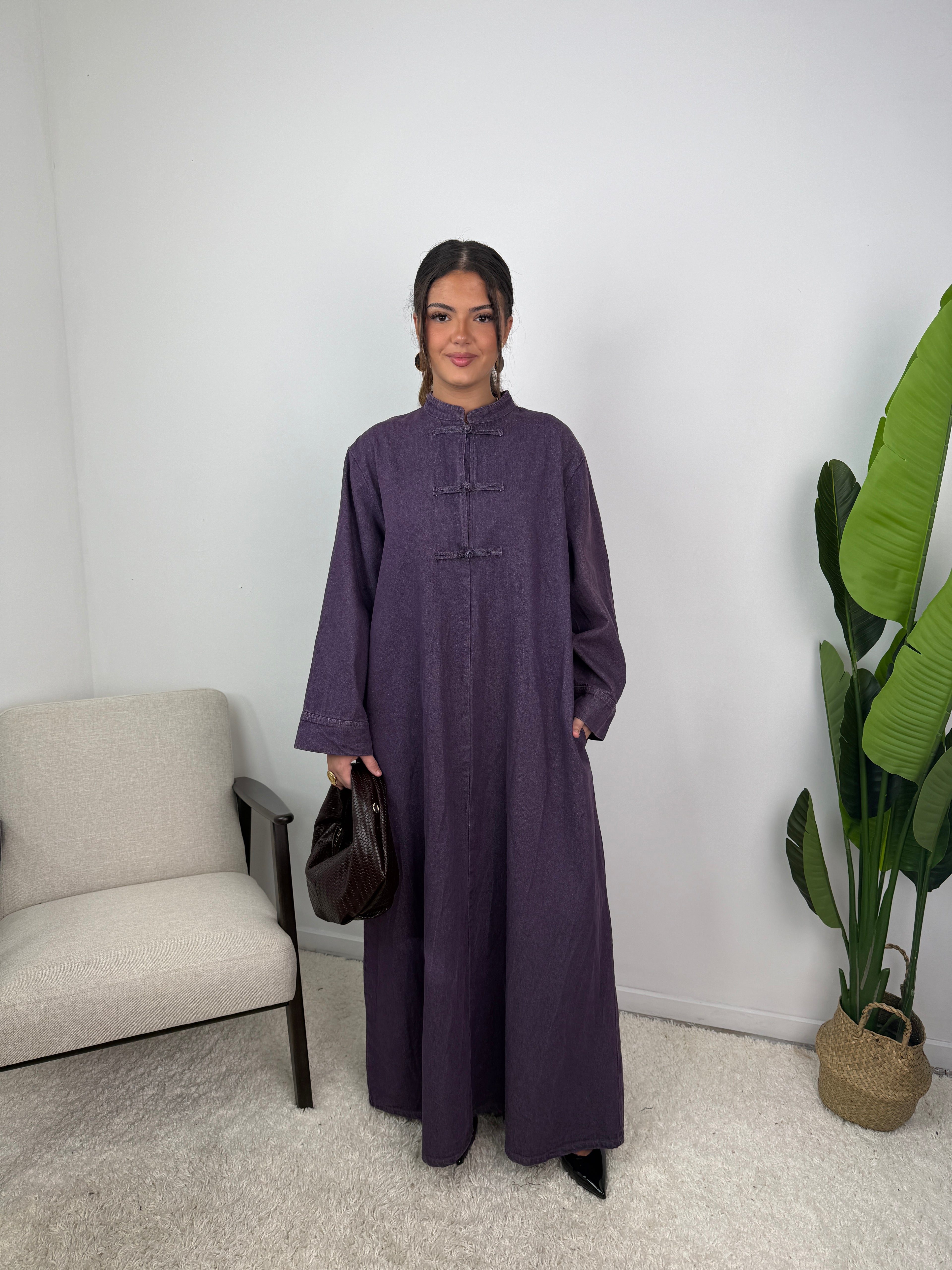 Robe jean Mei col mao