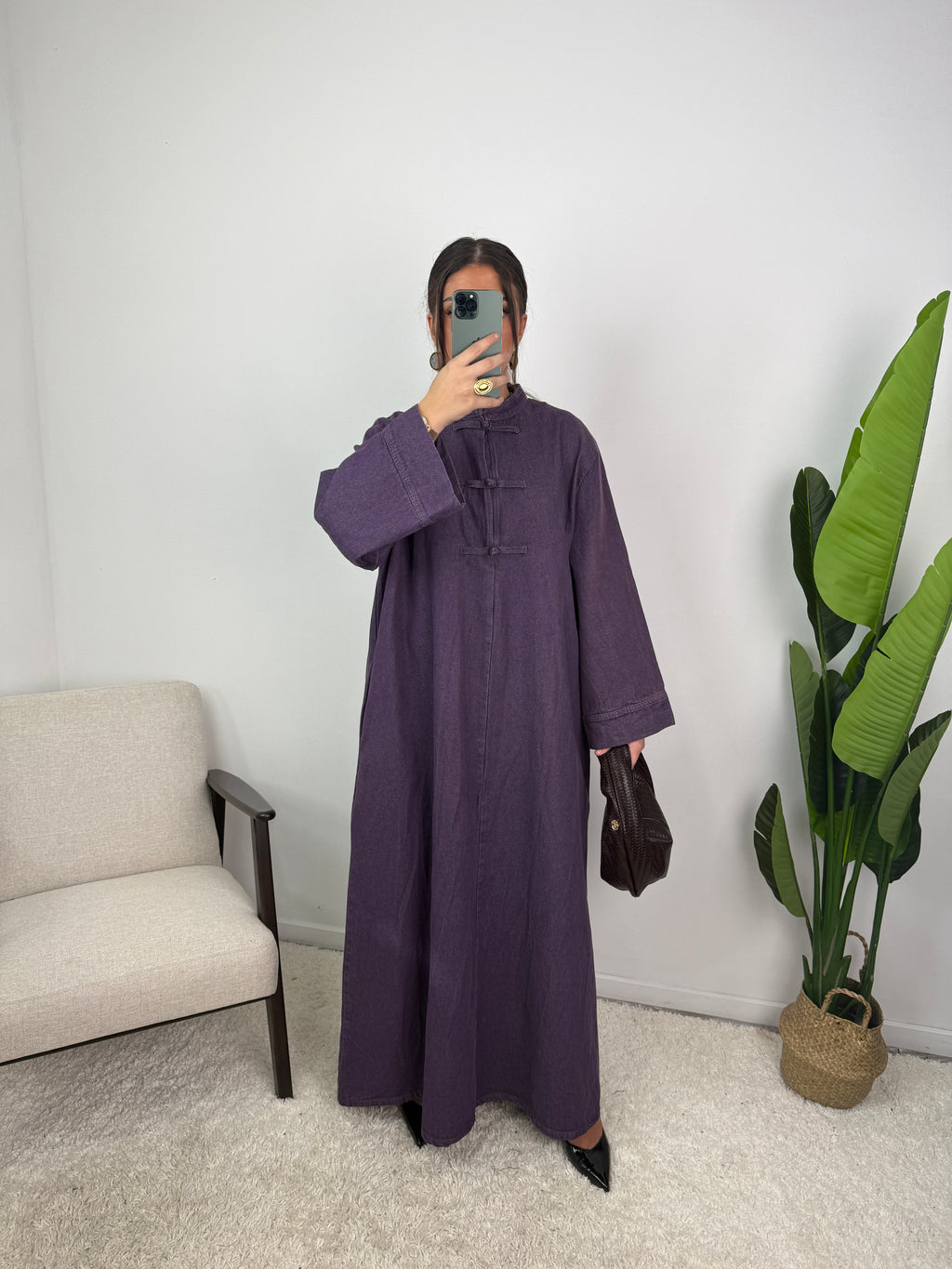 Robe jean Mei col mao