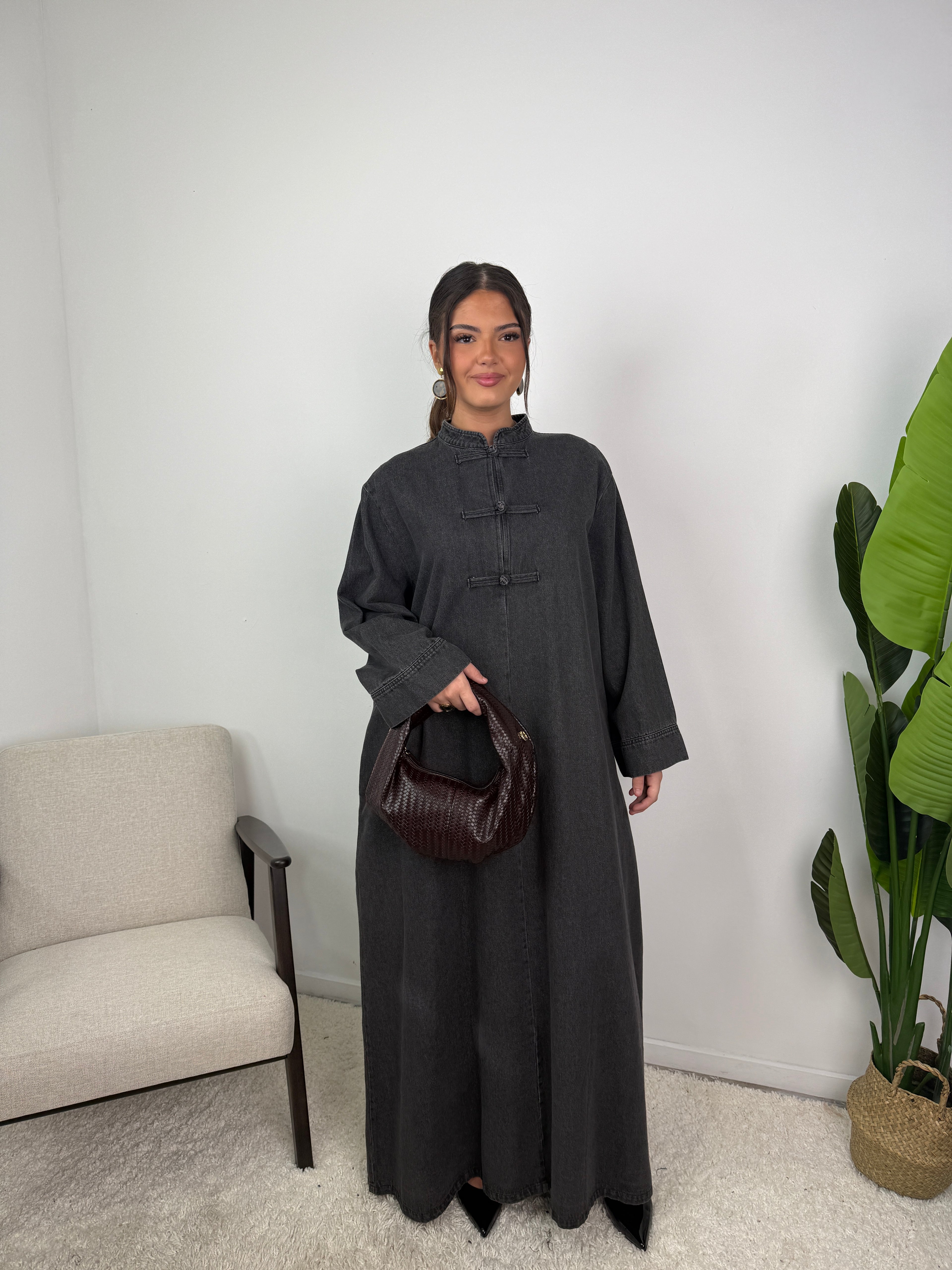 Robe jean Mei col mao