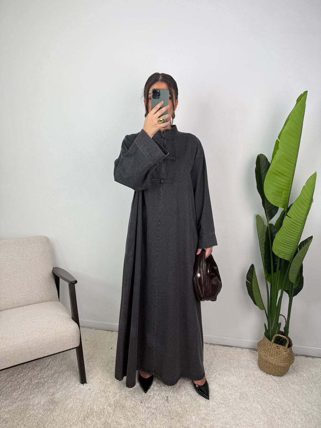 Robe jean Mei col mao