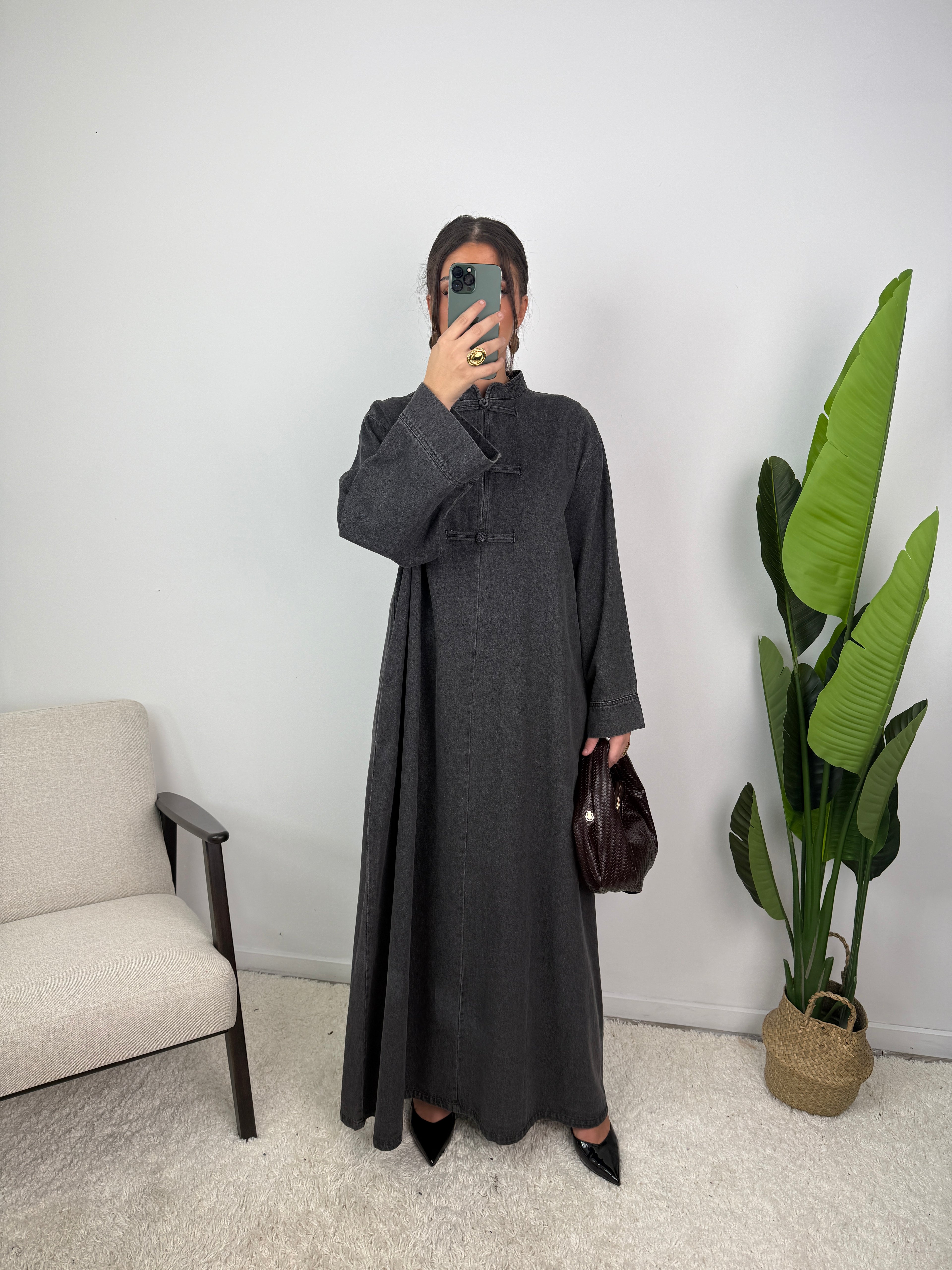 Robe jean Mei col mao