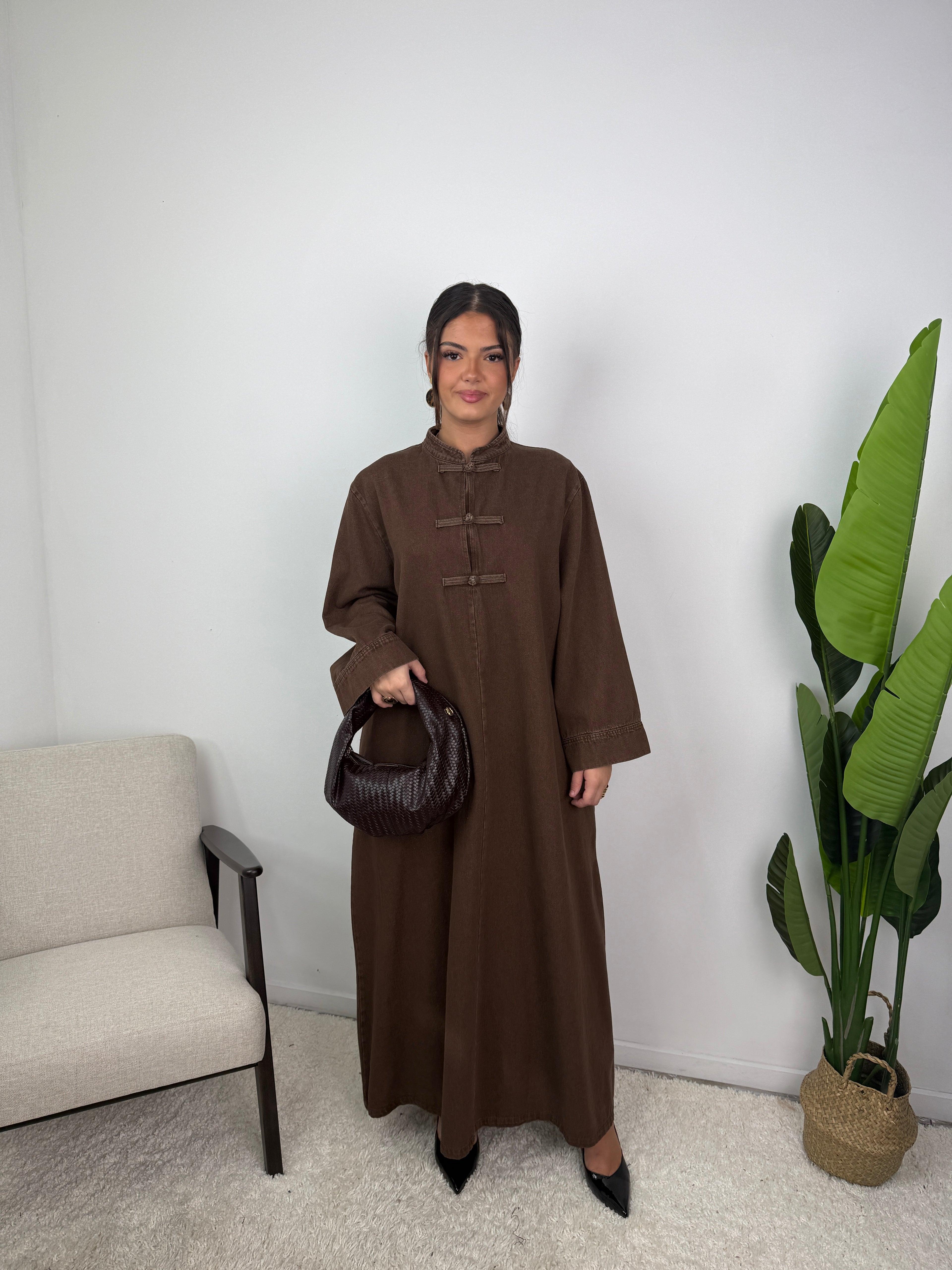 Robe jean Mei col mao