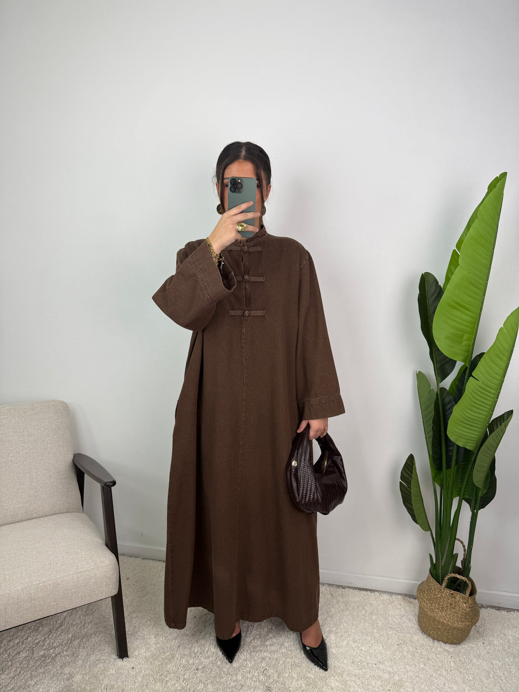 Robe jean Mei col mao