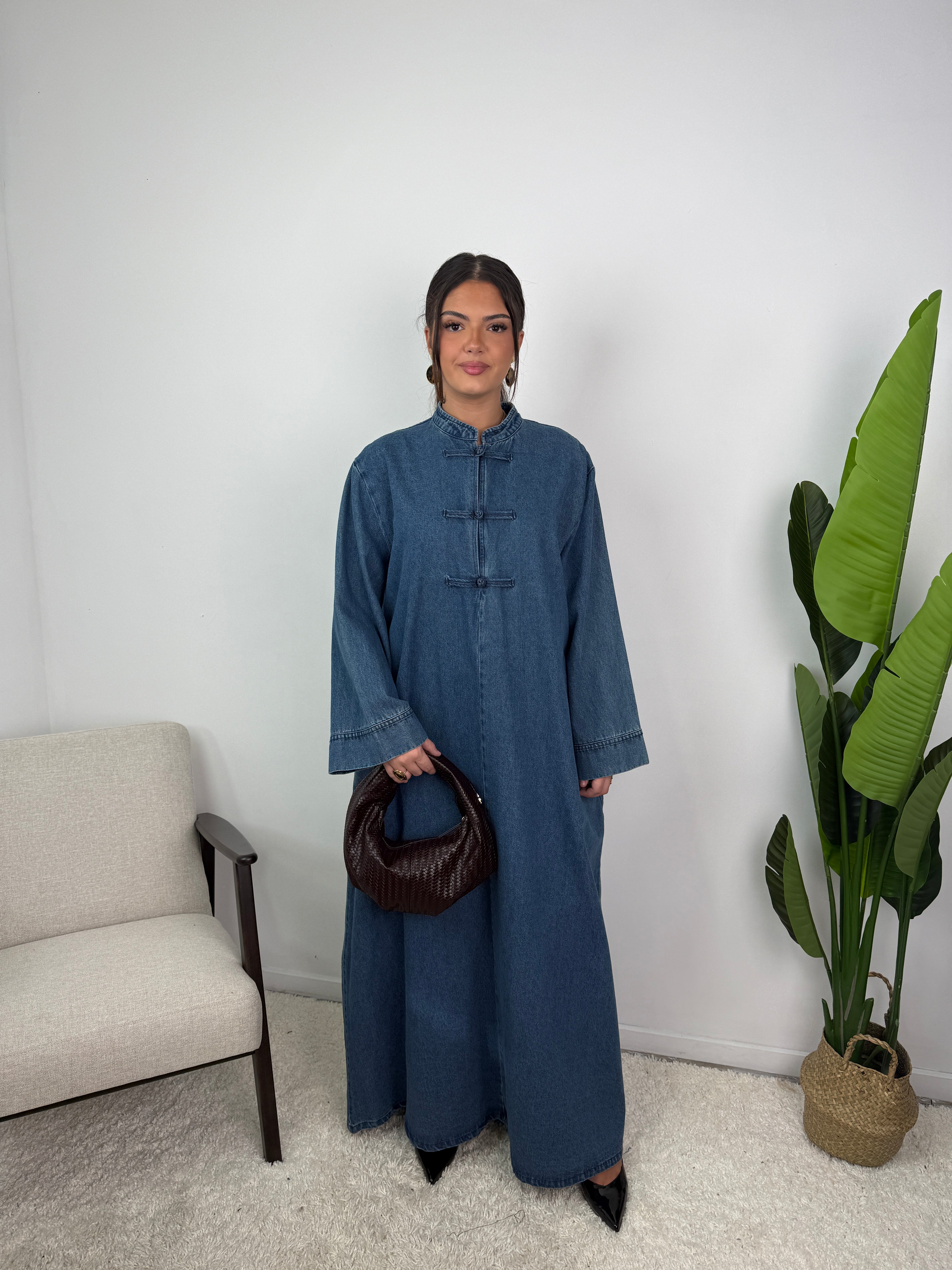 Robe jean Mei col mao