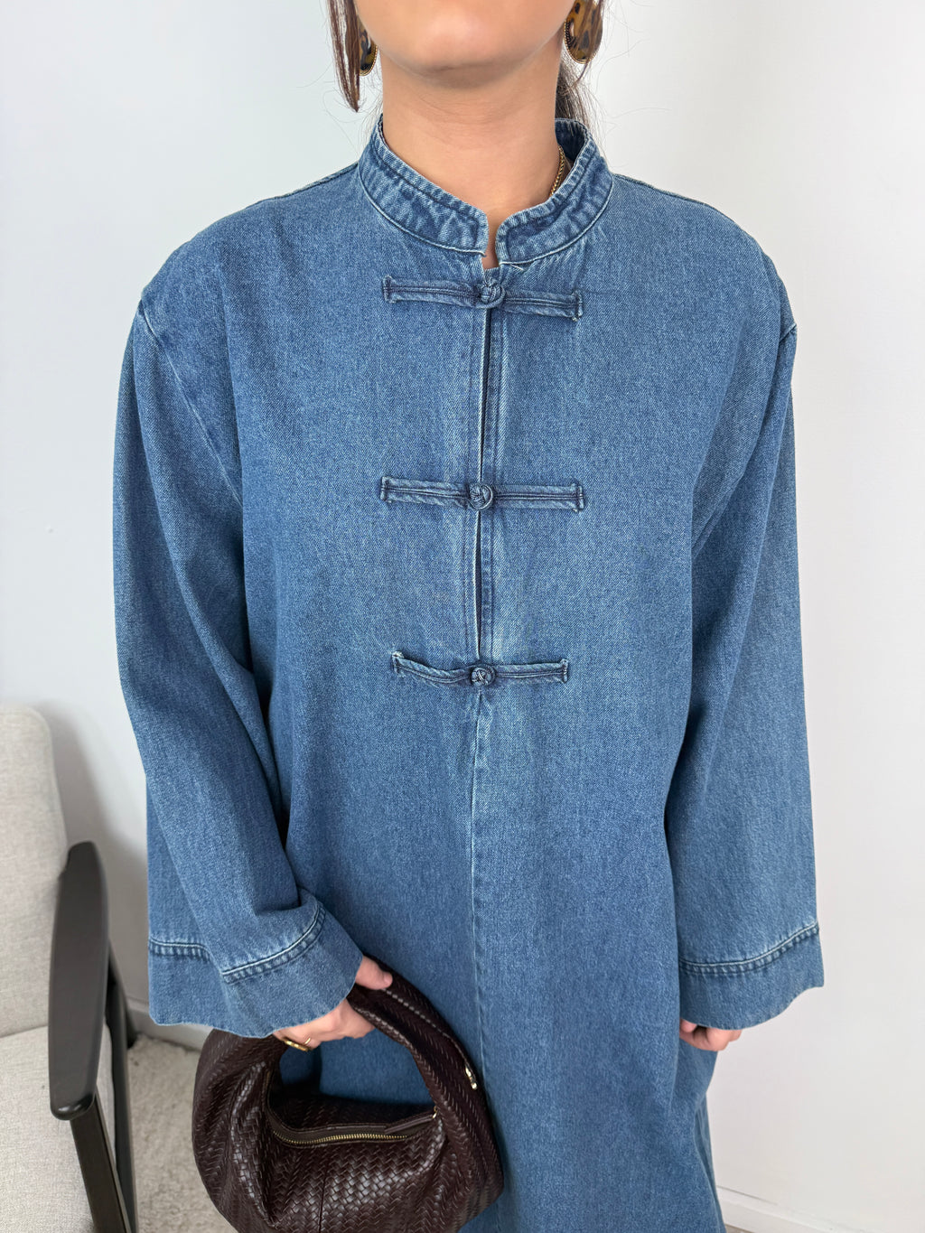 Robe jean Mei col mao