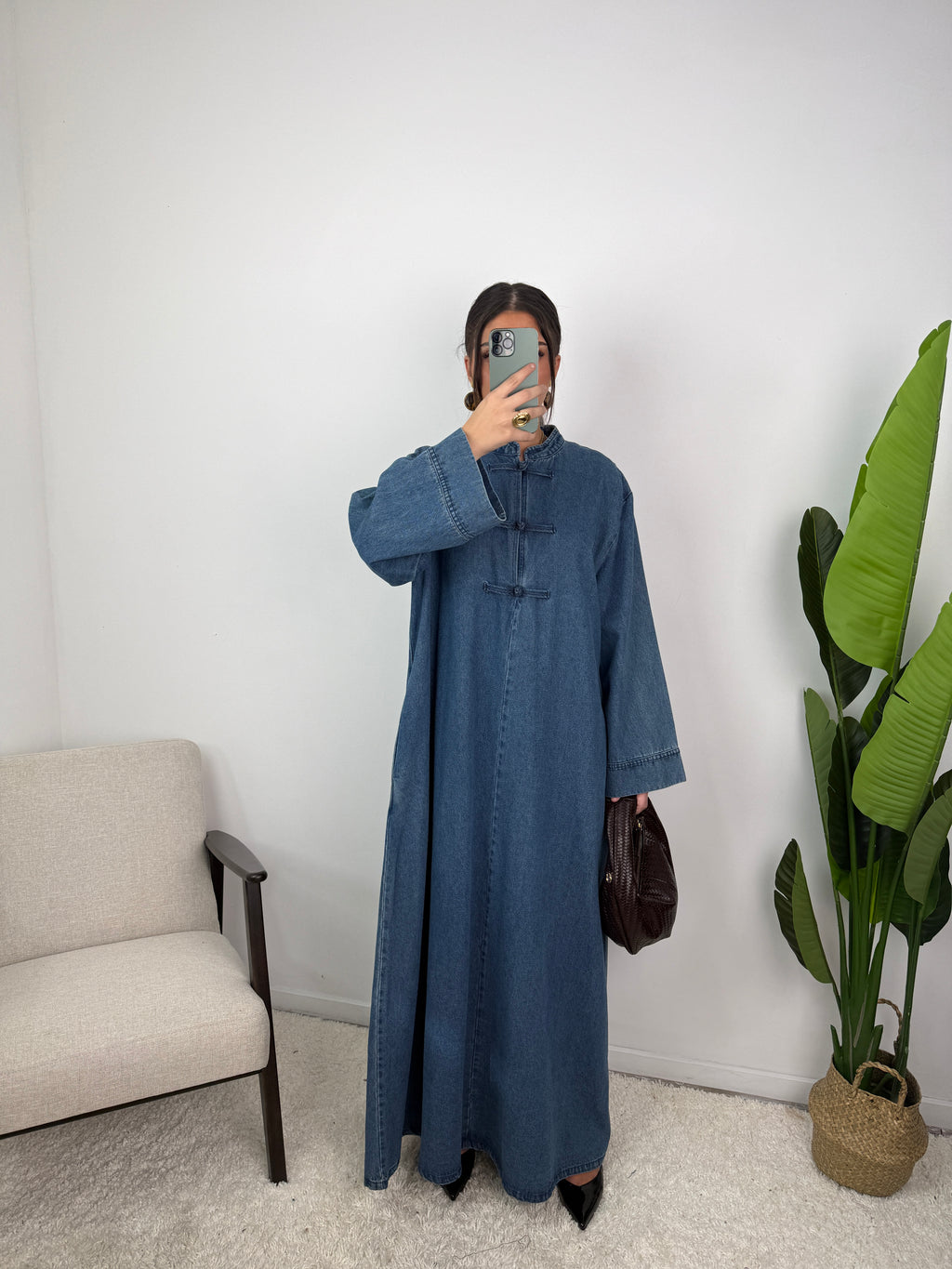Robe jean Mei col mao