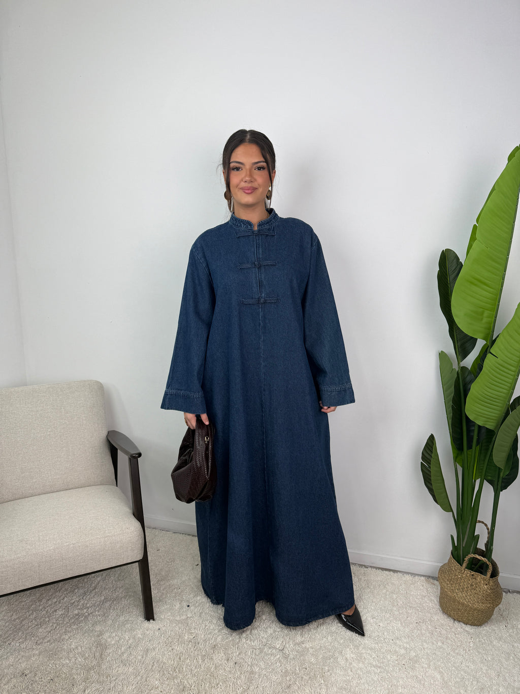 Robe jean Mei col mao