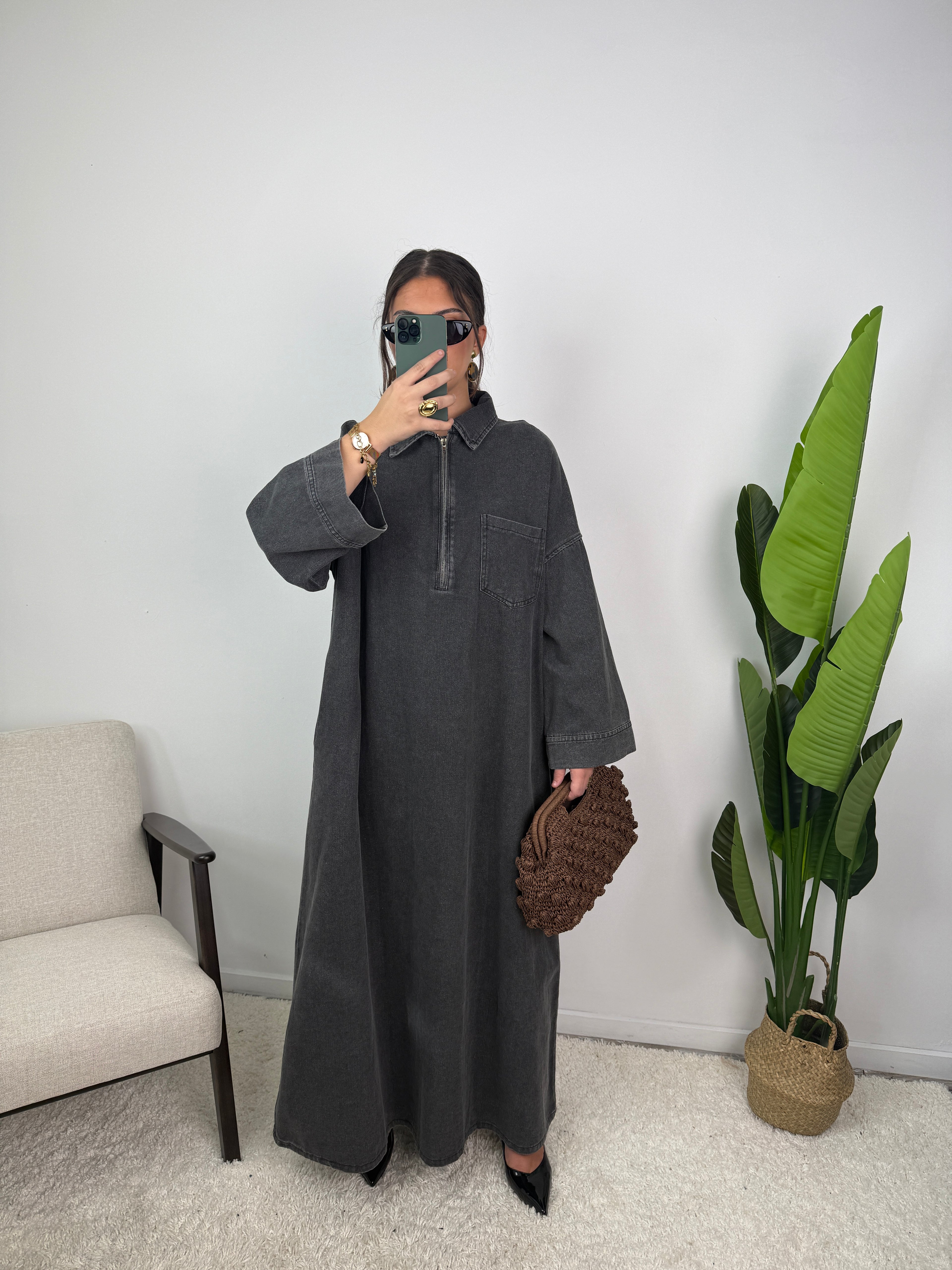 Robe abaya en jean ABAH