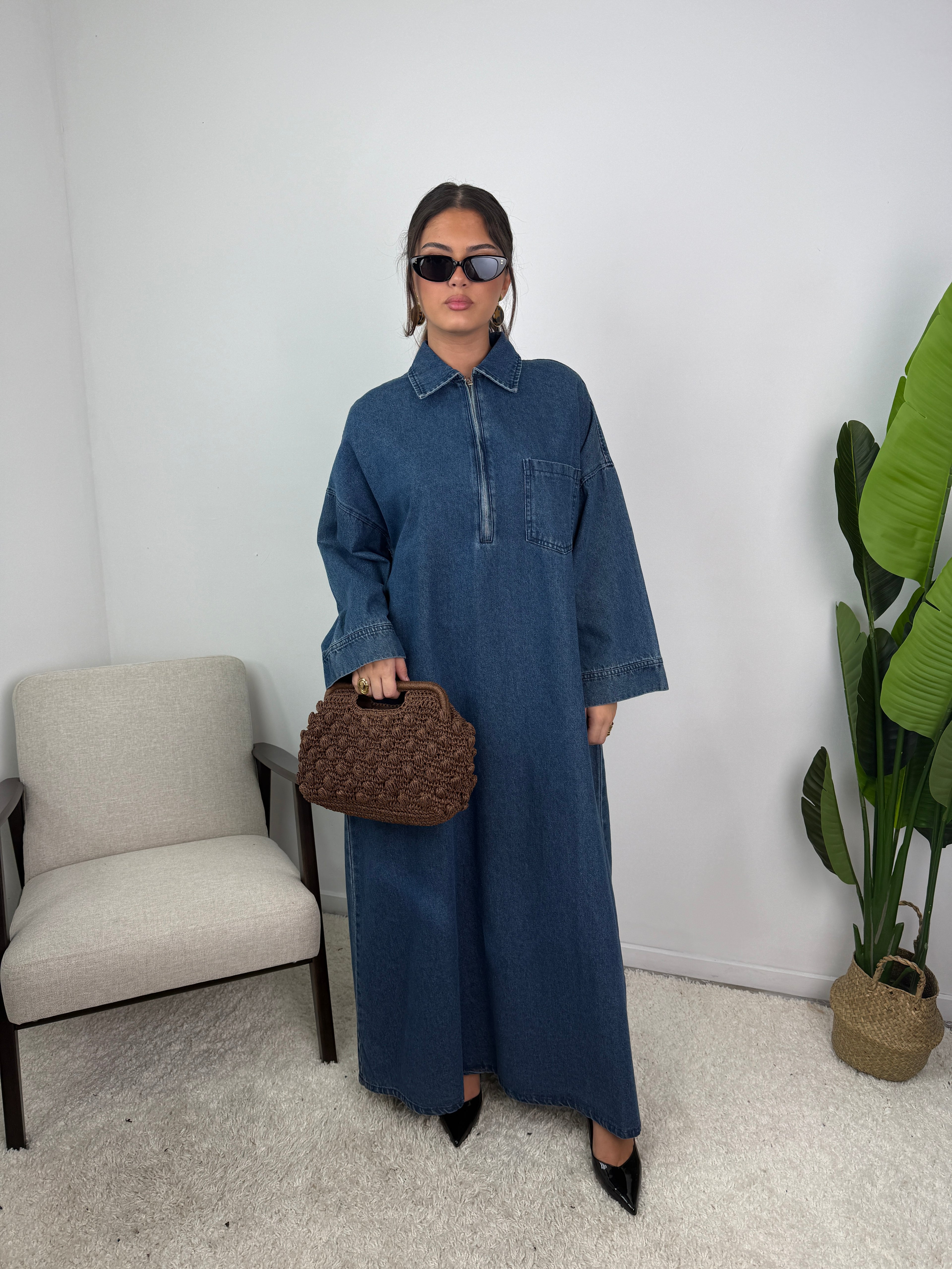 Robe abaya en jean ABAH
