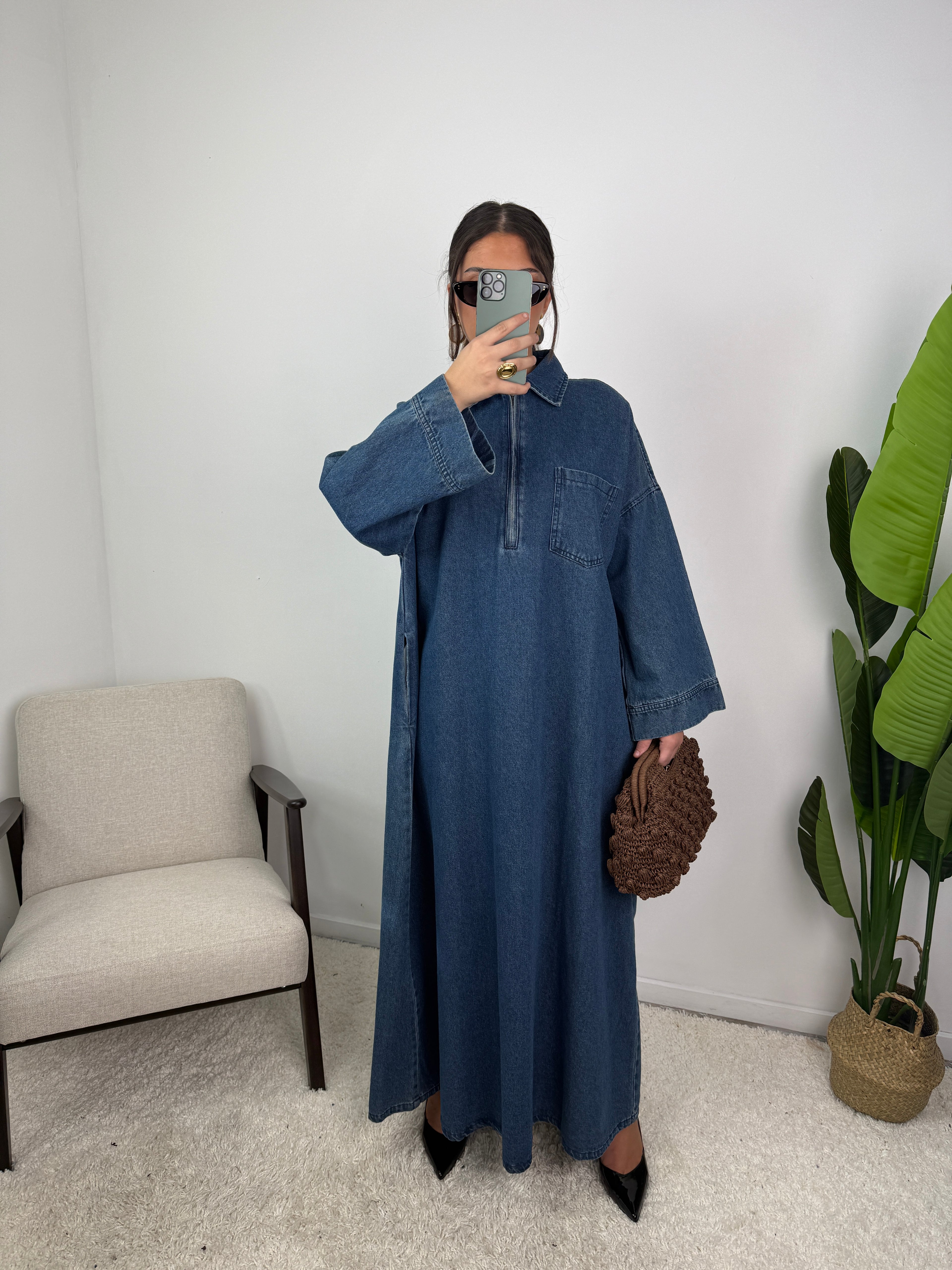 Robe abaya en jean ABAH