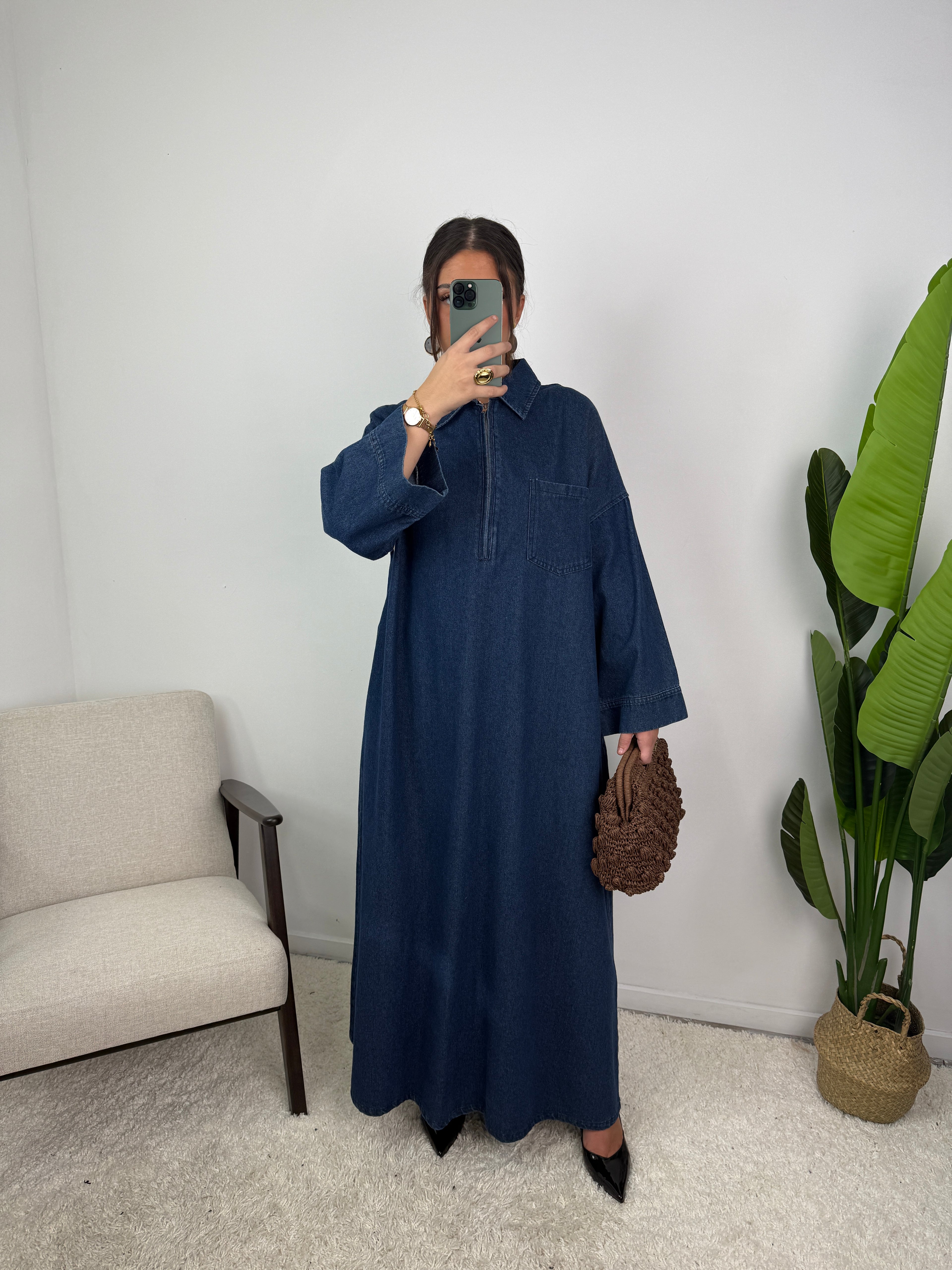 Robe abaya en jean ABAH