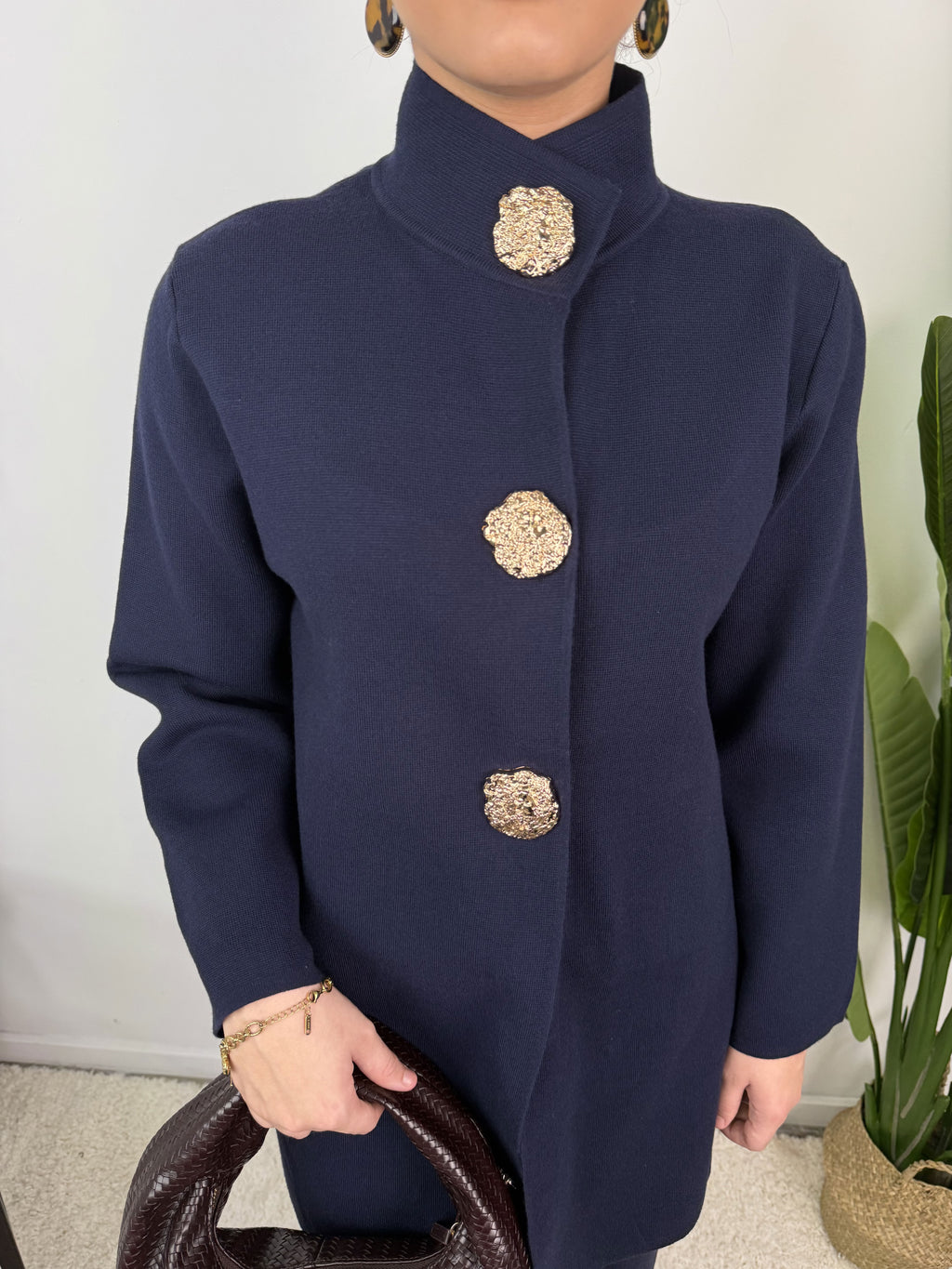Ensemble gilet à boutons dorés Calista