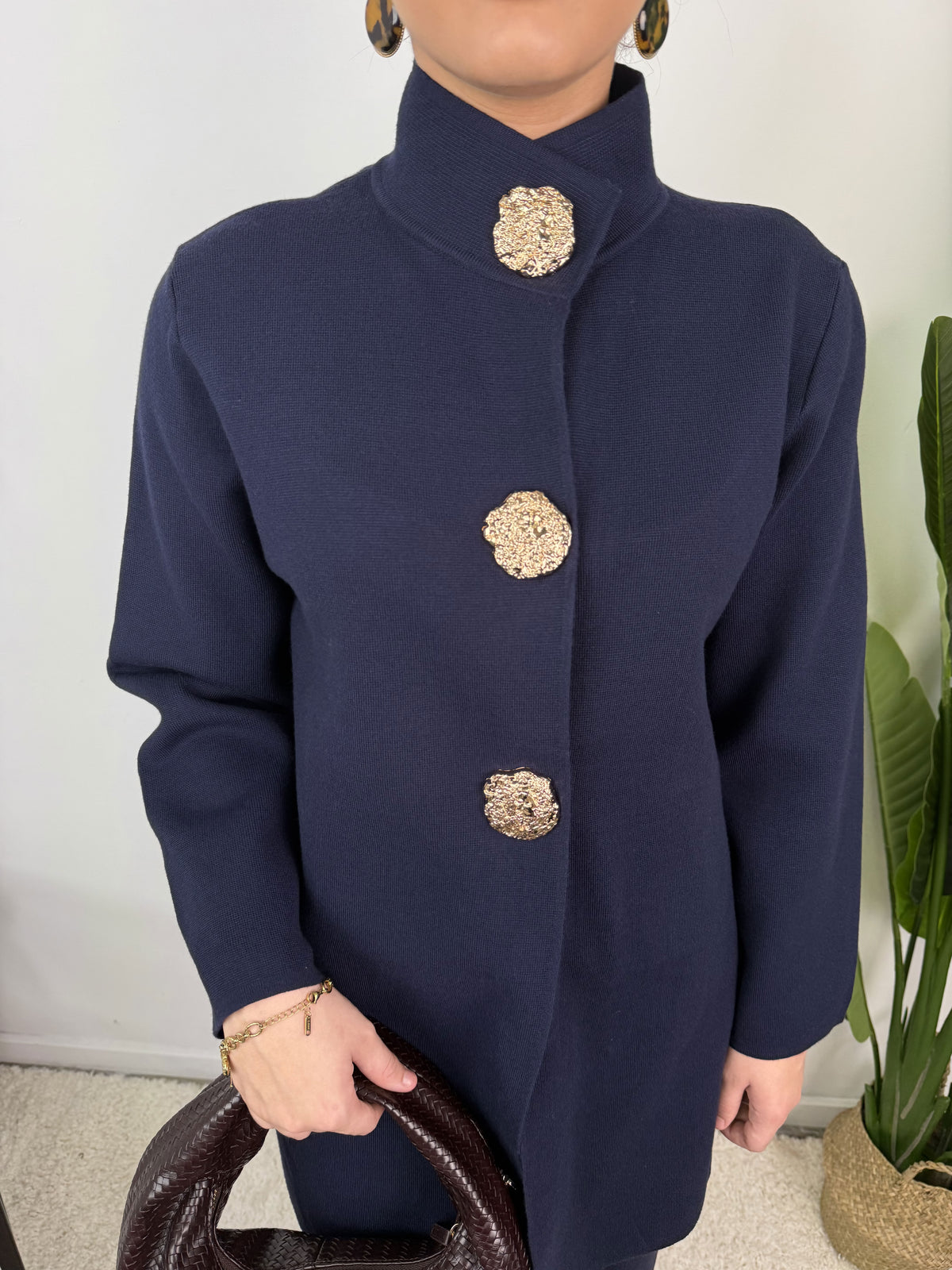 Ensemble gilet à boutons dorés Calista