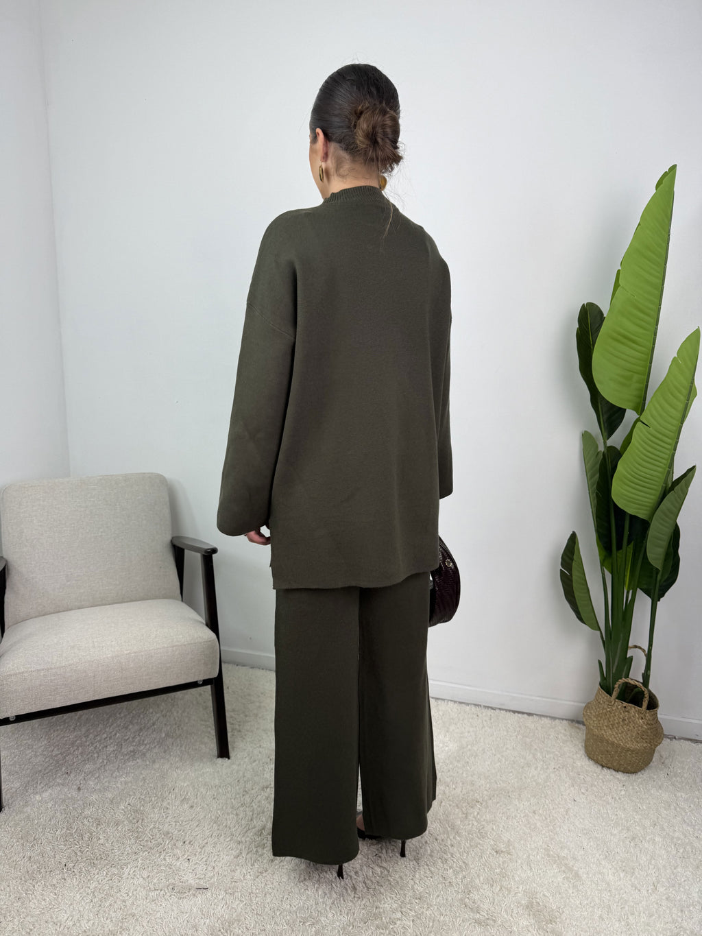 Ensemble Jade – Maille à boutons dorés