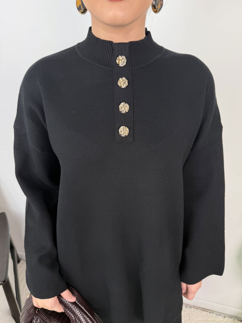 Ensemble Jade – Maille à boutons dorés