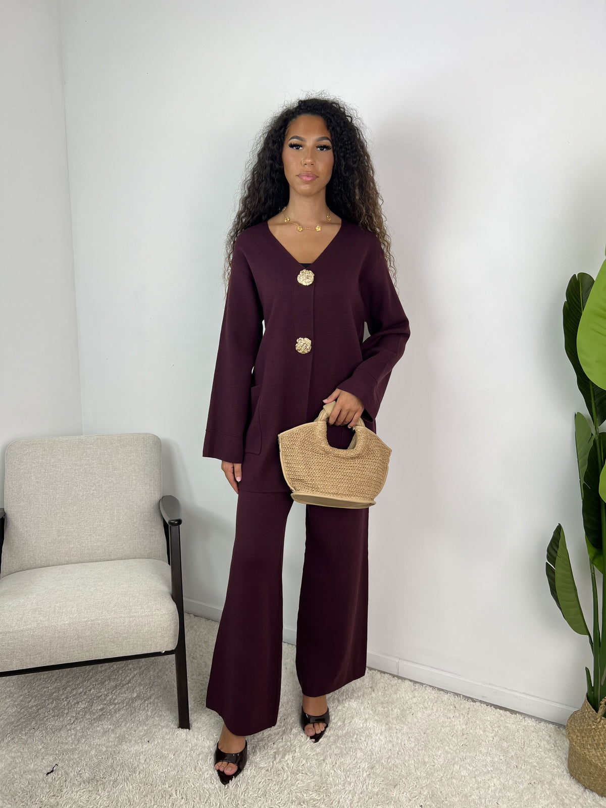 Ensemble gilet à boutons dorés Vespera