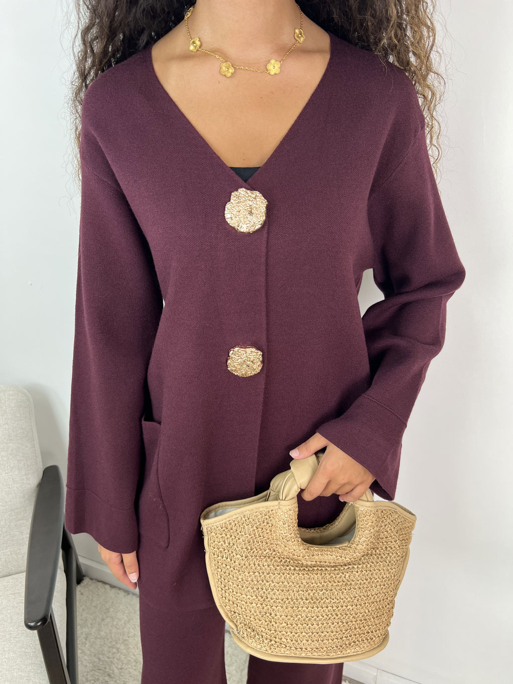Ensemble gilet à boutons dorés Vespera