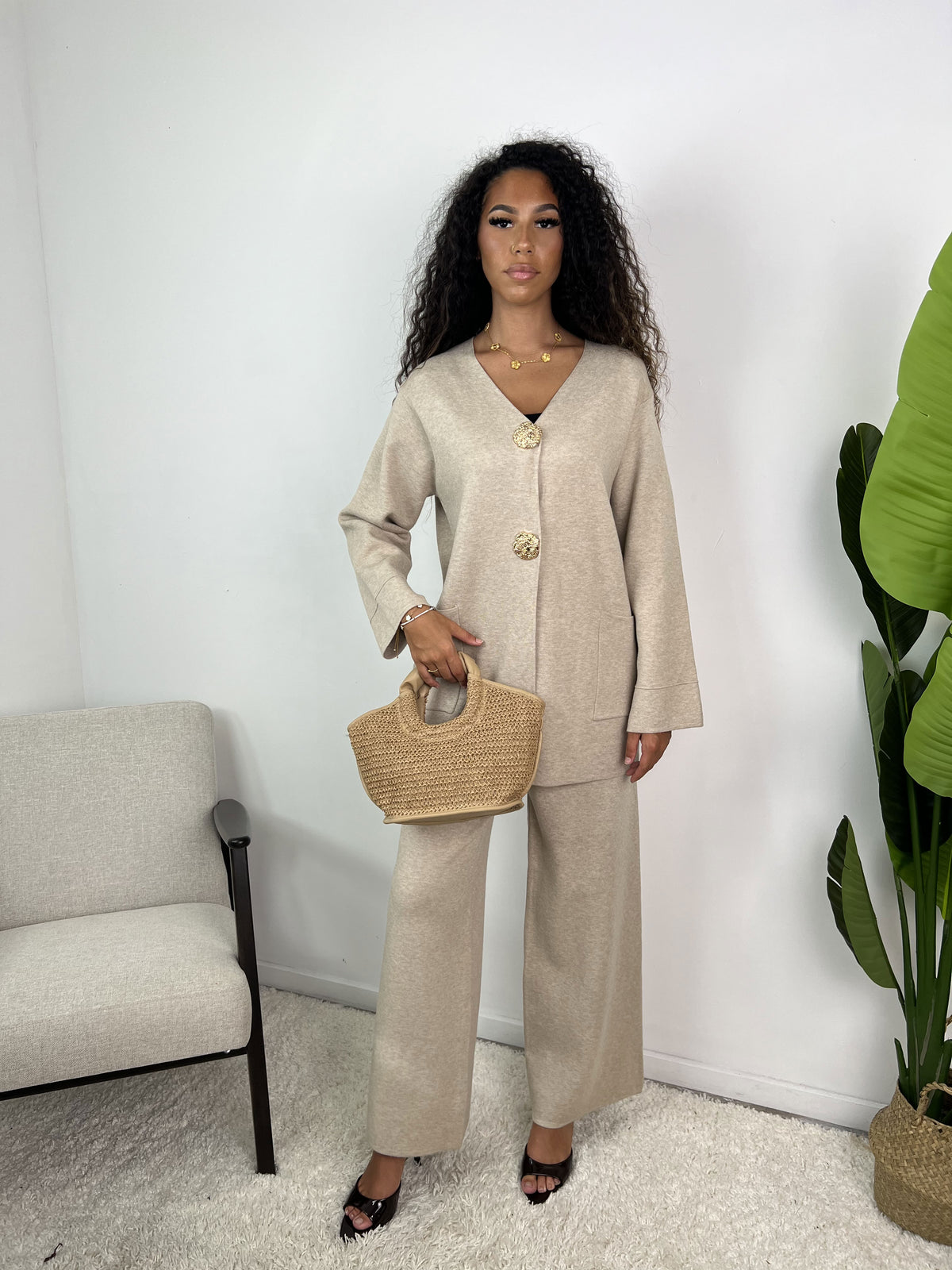 Ensemble gilet à boutons dorés Vespera