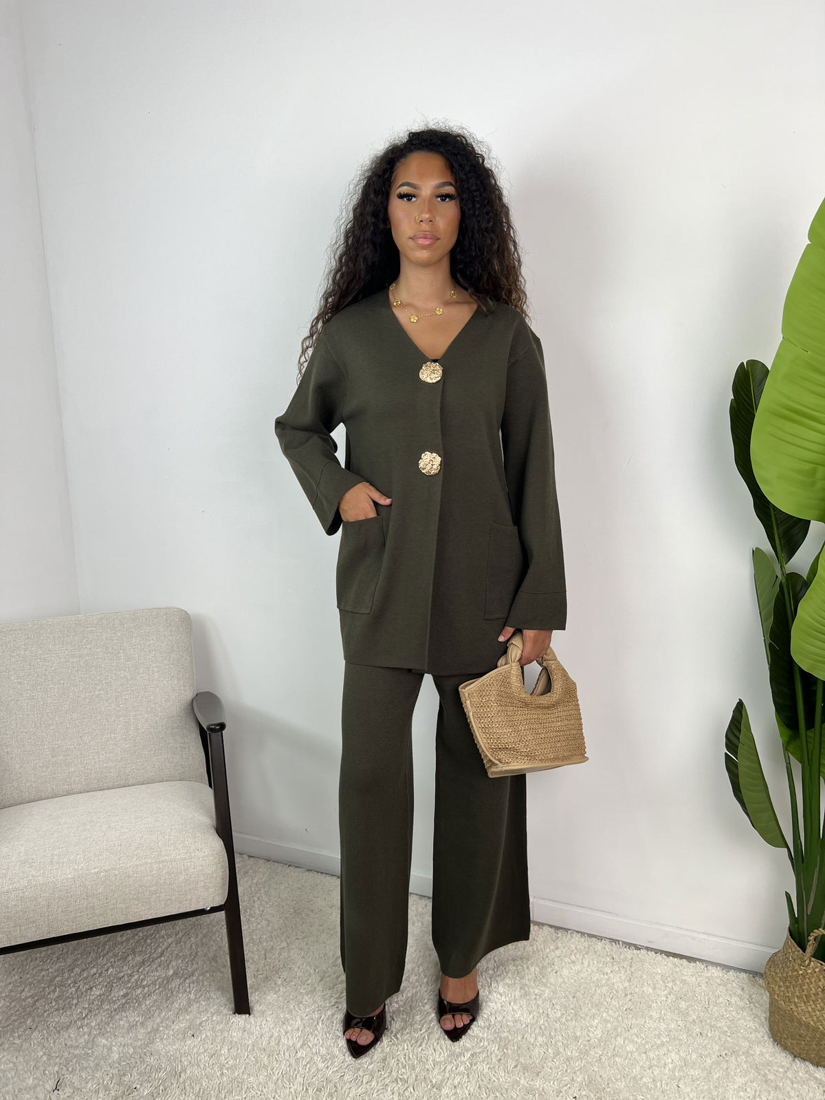 Ensemble gilet à boutons dorés Vespera
