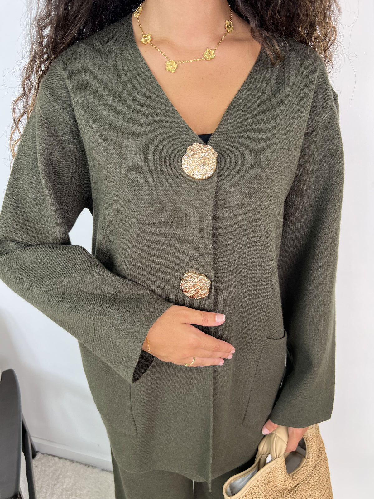 Ensemble gilet à boutons dorés Vespera