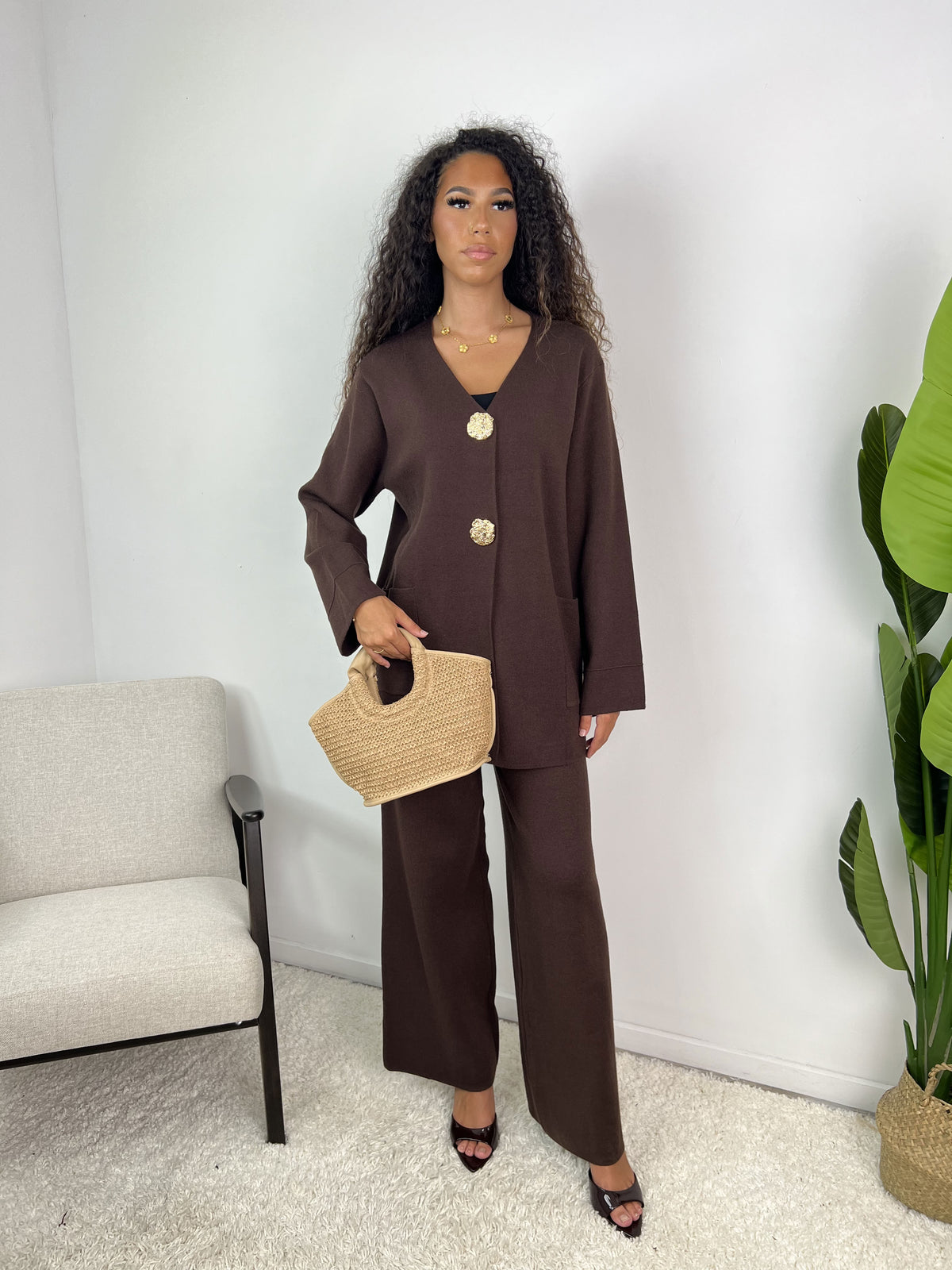 Ensemble gilet à boutons dorés Vespera