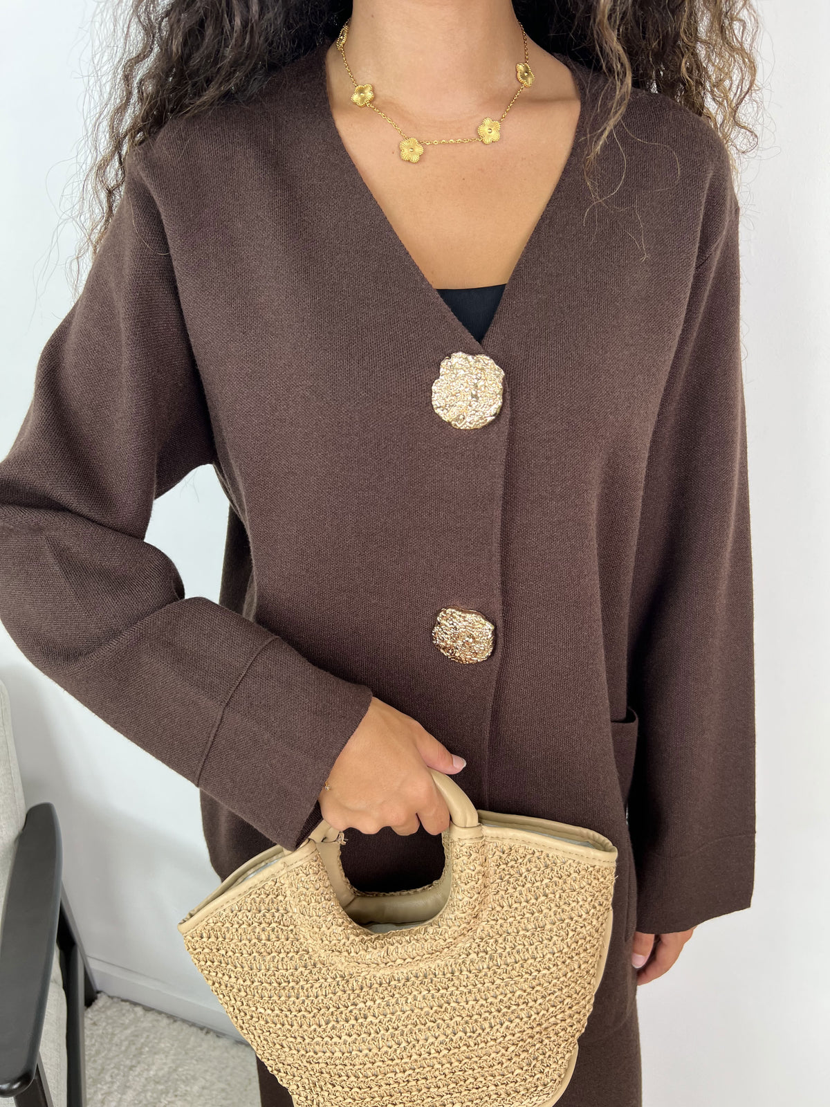 Ensemble gilet à boutons dorés Vespera
