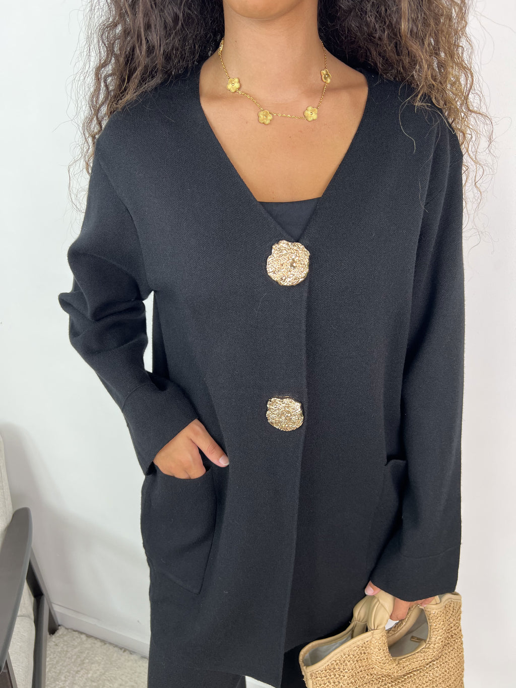 Ensemble gilet à boutons dorés Vespera