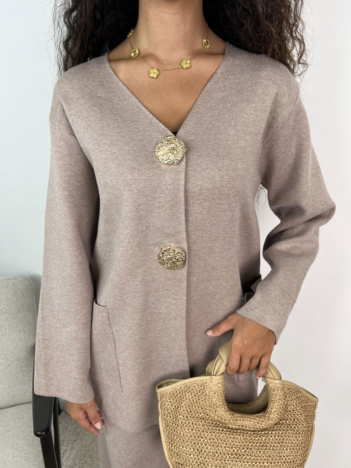 Ensemble gilet à boutons dorés Vespera
