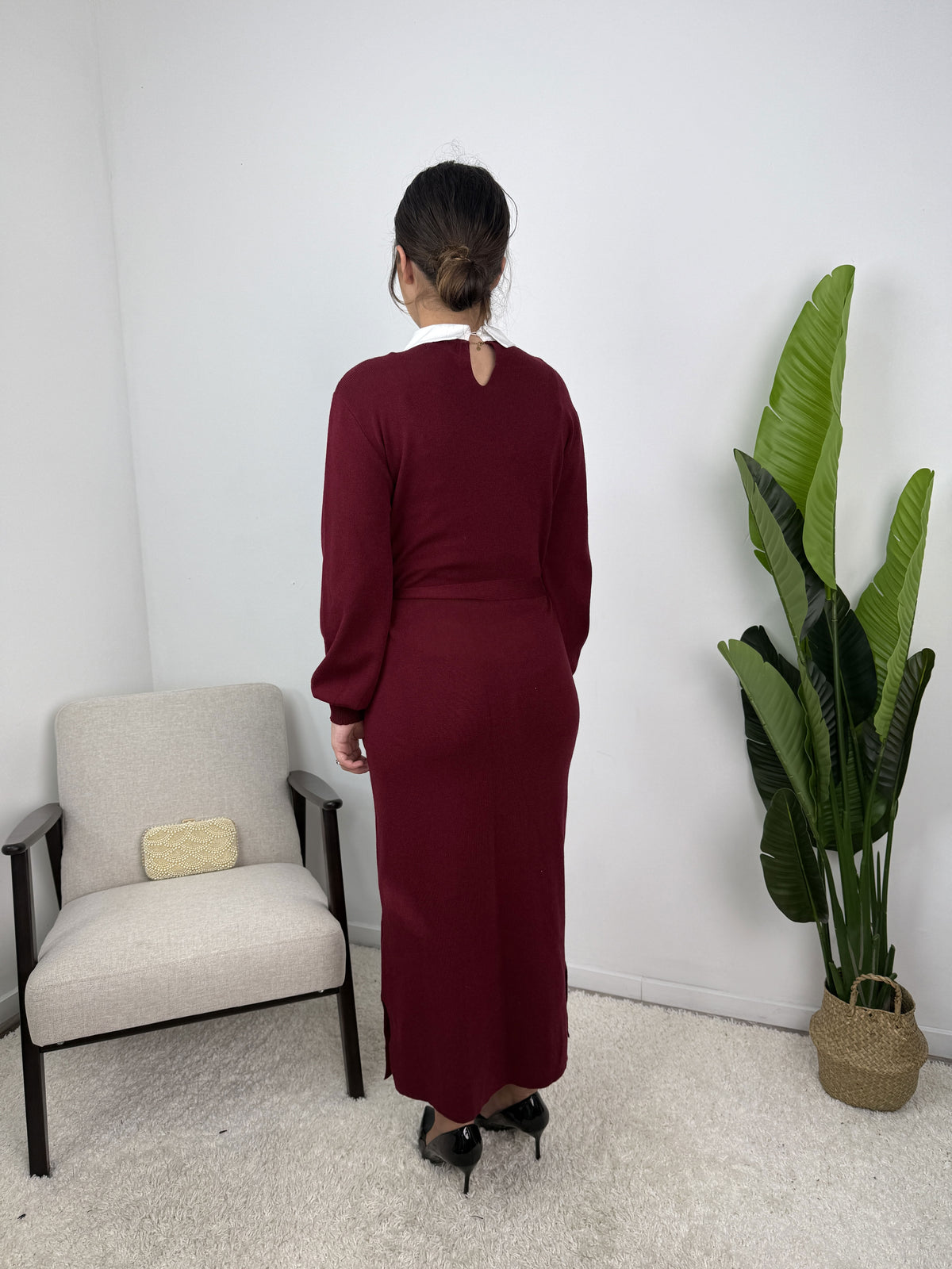 Robe Marine – Maille ceinturée