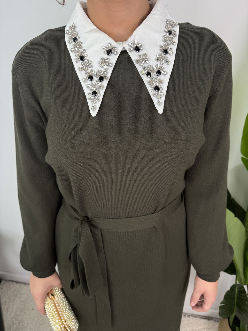 Robe Marine – Maille ceinturée
