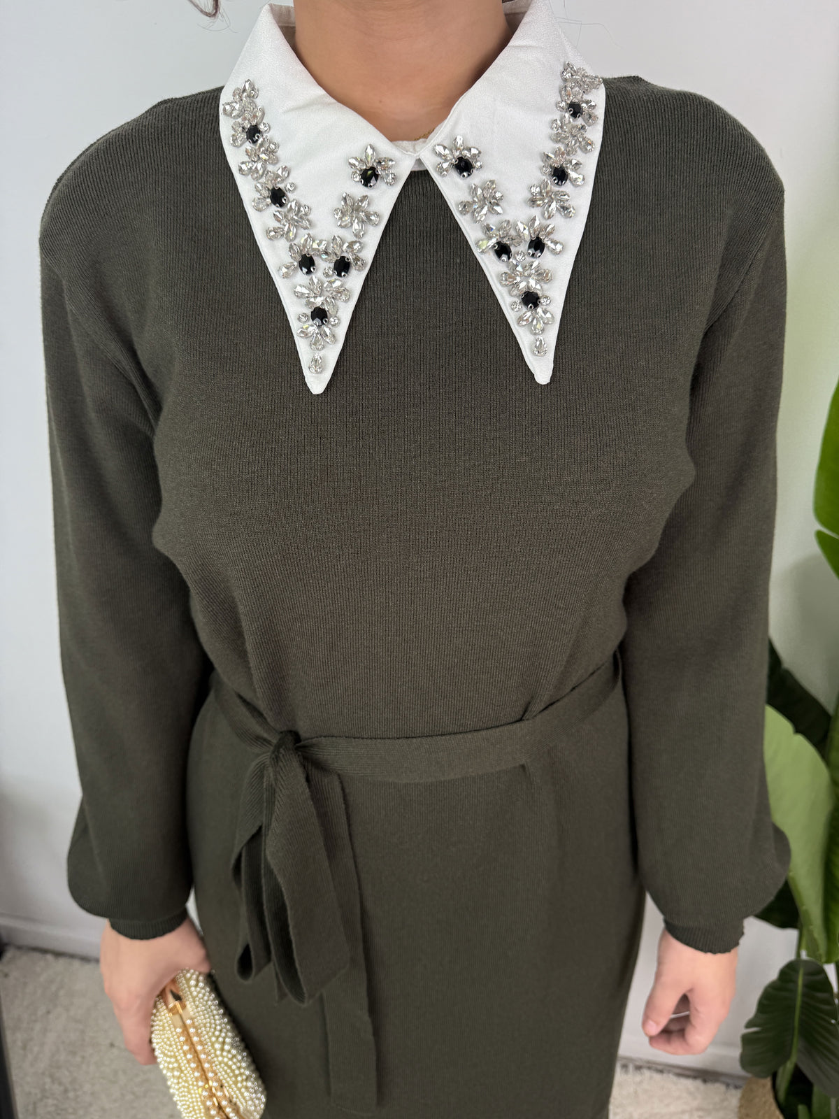 Robe Marine – Maille ceinturée