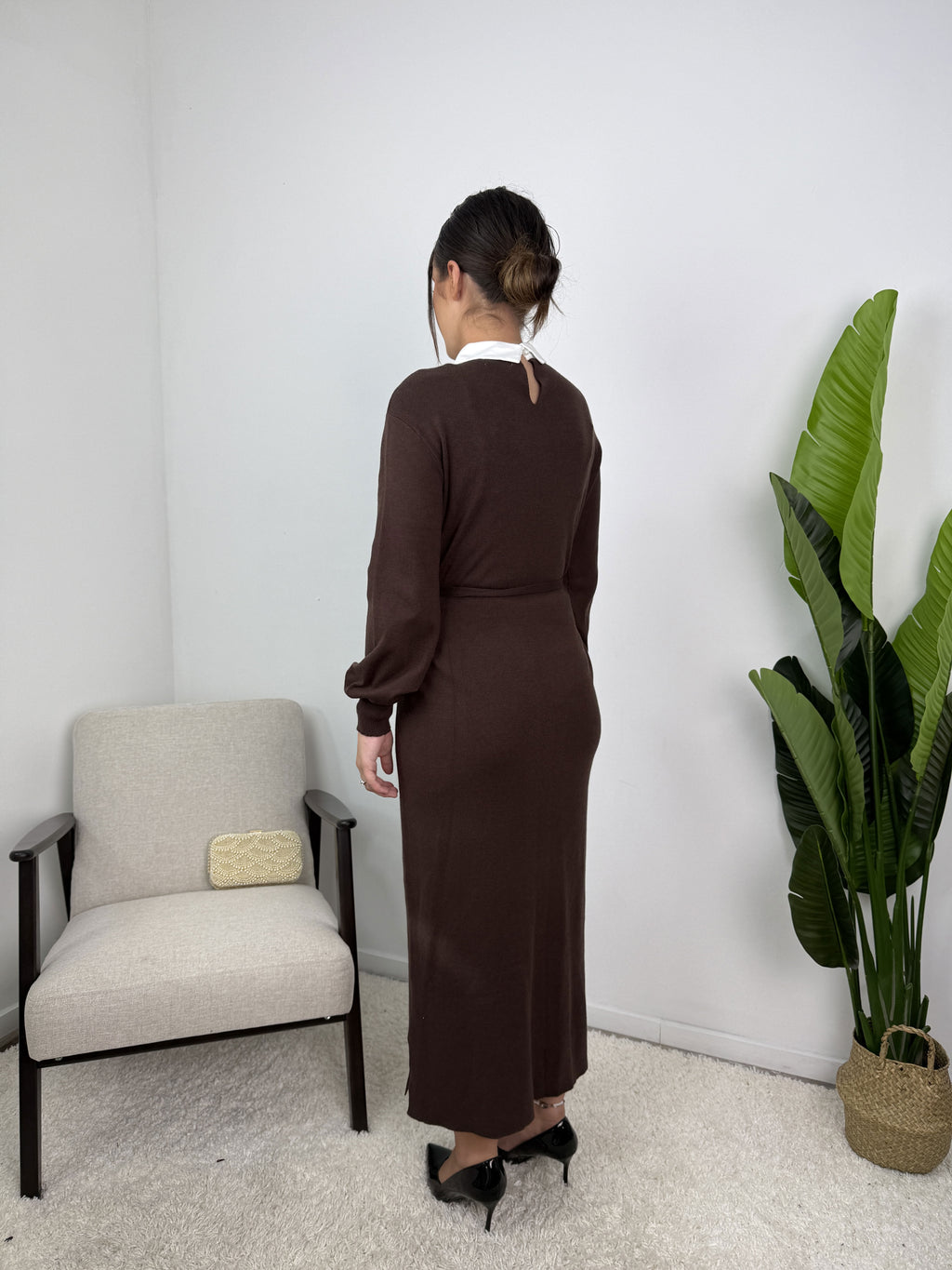 Robe Marine – Maille ceinturée