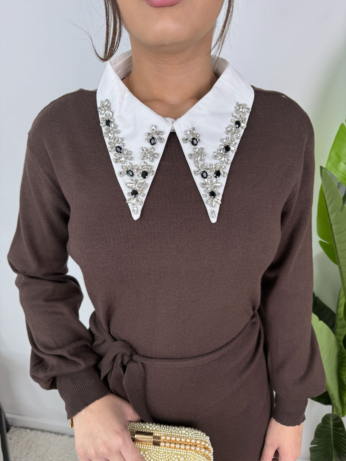 Robe Marine – Maille ceinturée