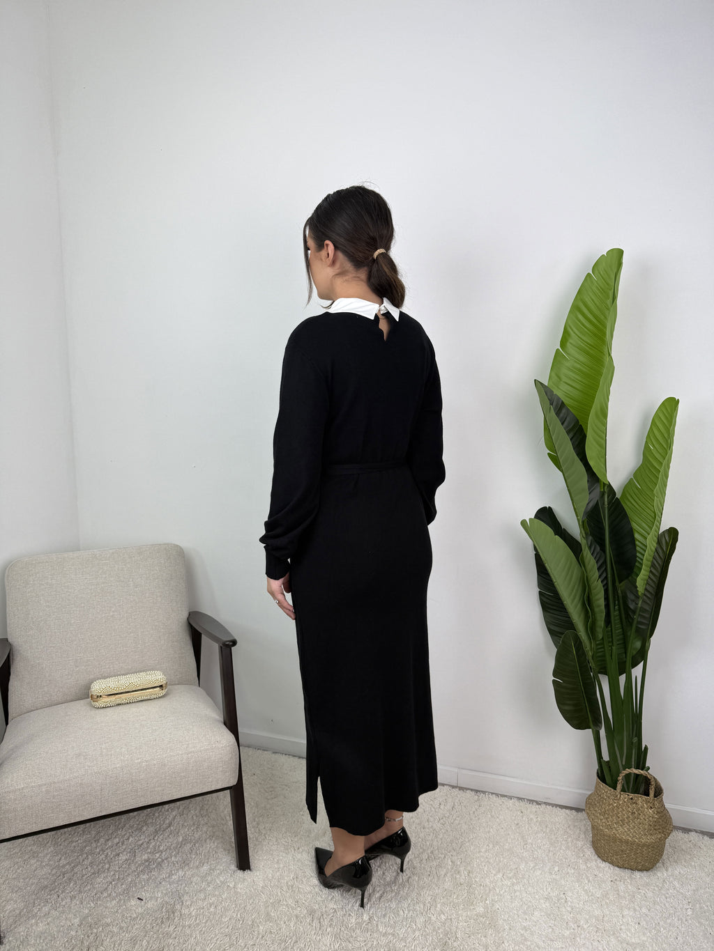Robe Marine – Maille ceinturée