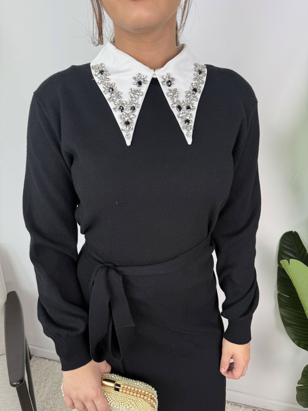 Robe Marine – Maille ceinturée