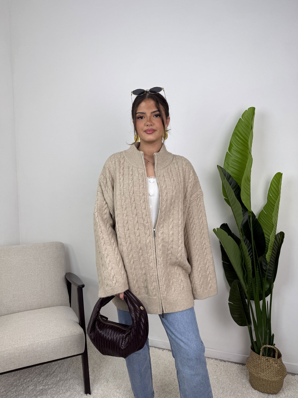 Gilet Lyra – Maille torsadée zippée