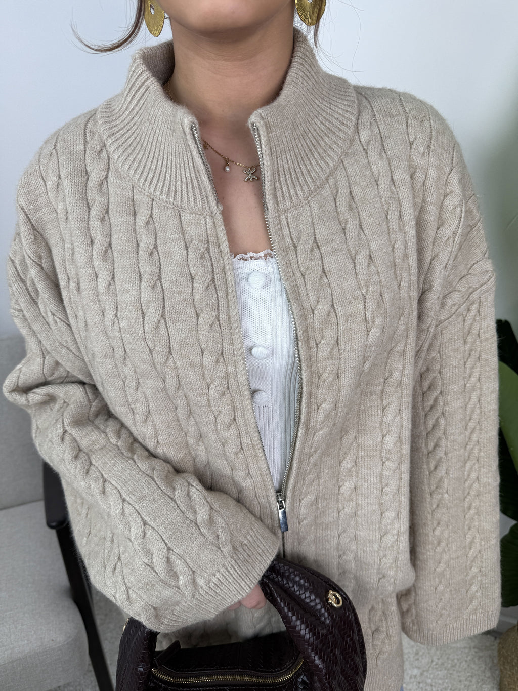 Gilet Lyra – Maille torsadée zippée