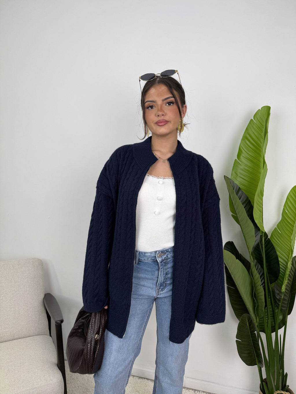 Gilet Lyra – Maille torsadée zippée