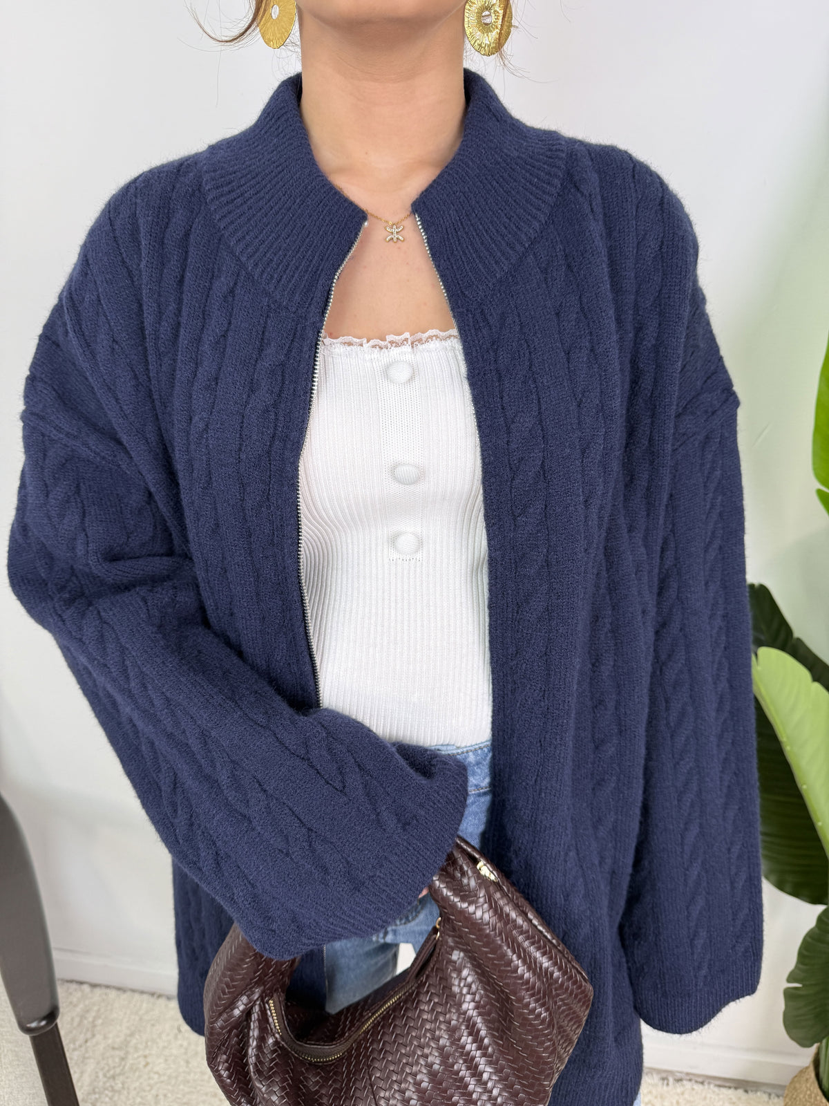 Gilet Lyra – Maille torsadée zippée