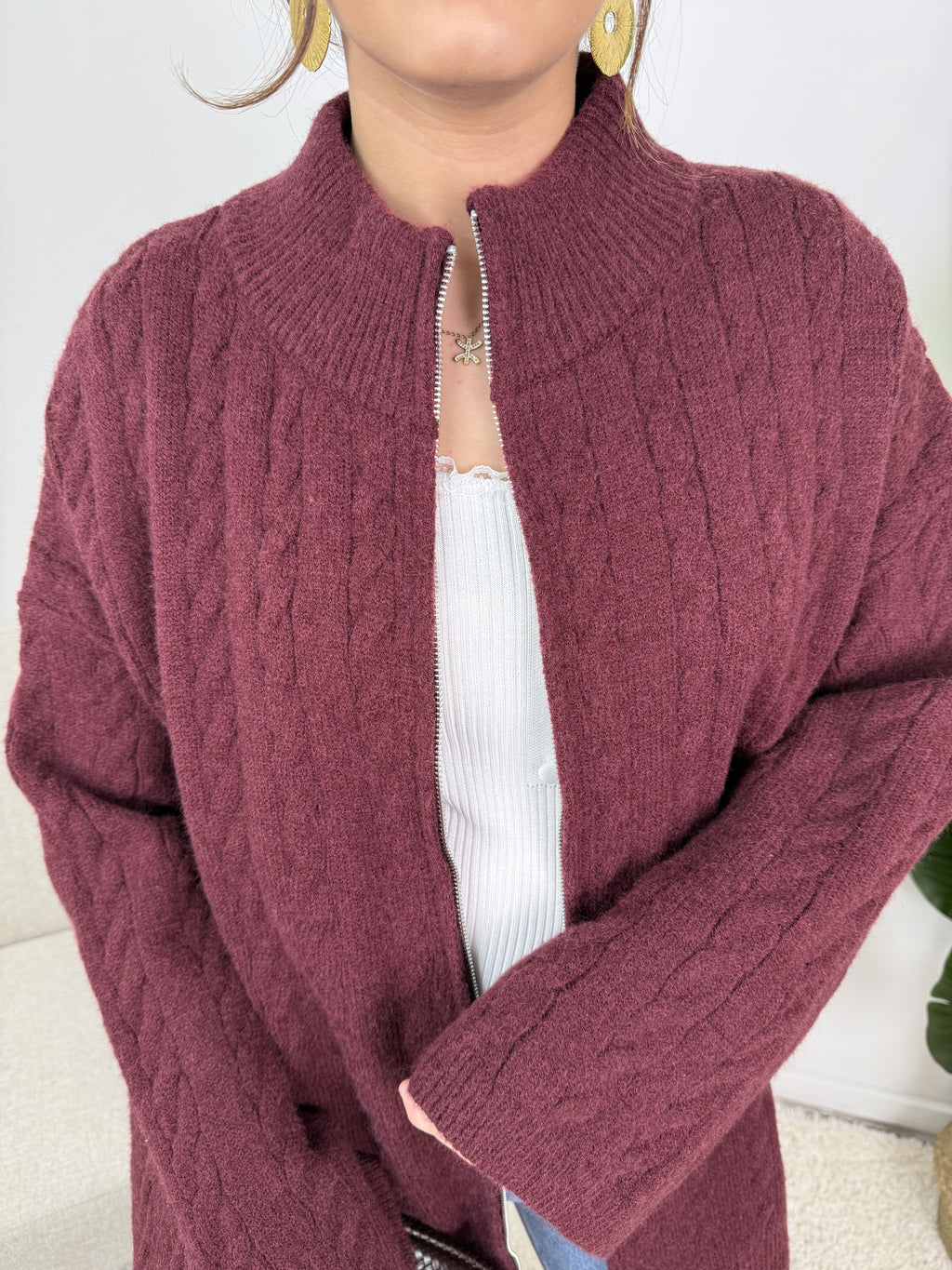 Gilet Lyra – Maille torsadée zippée