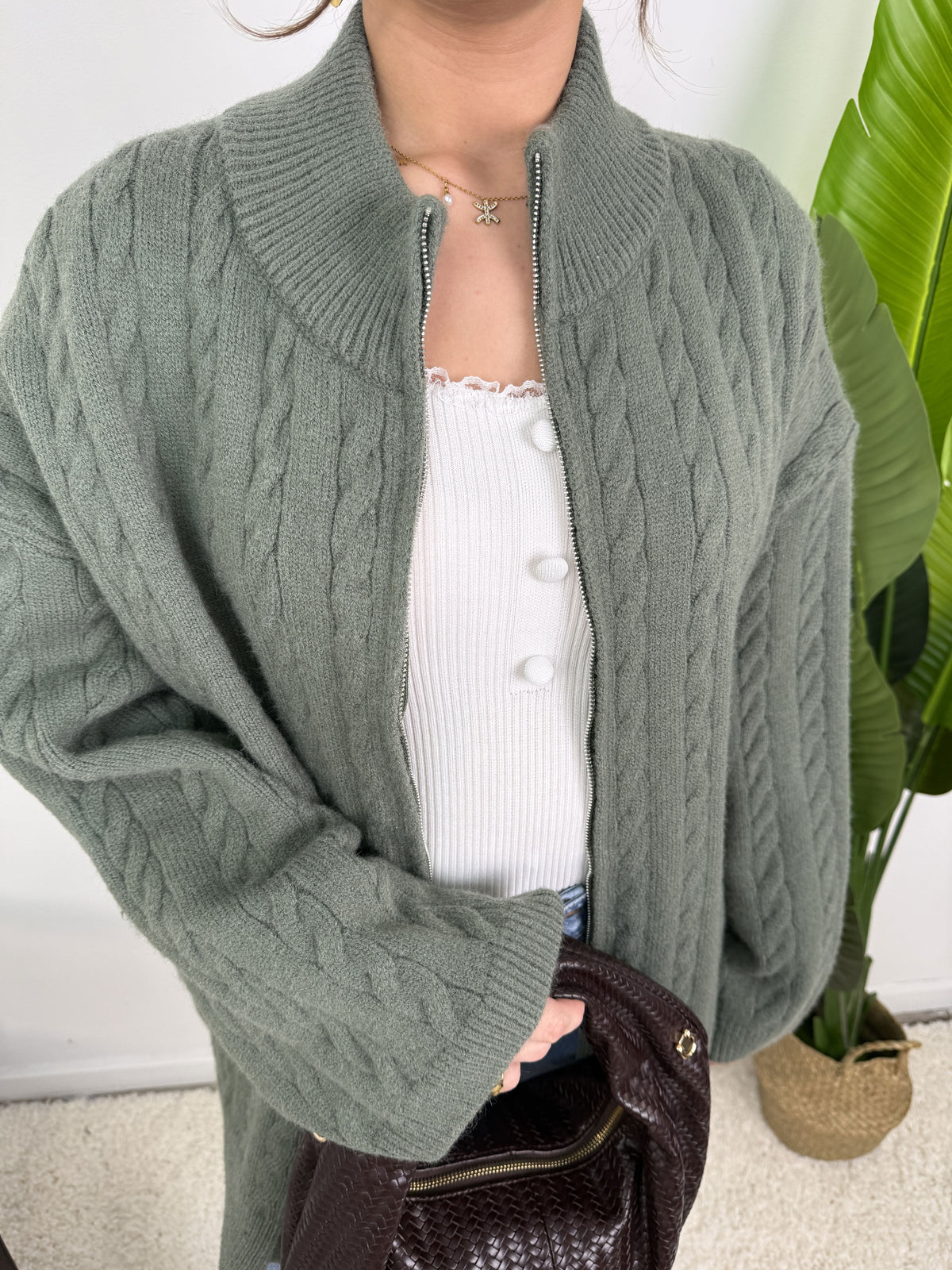 Gilet Lyra – Maille torsadée zippée