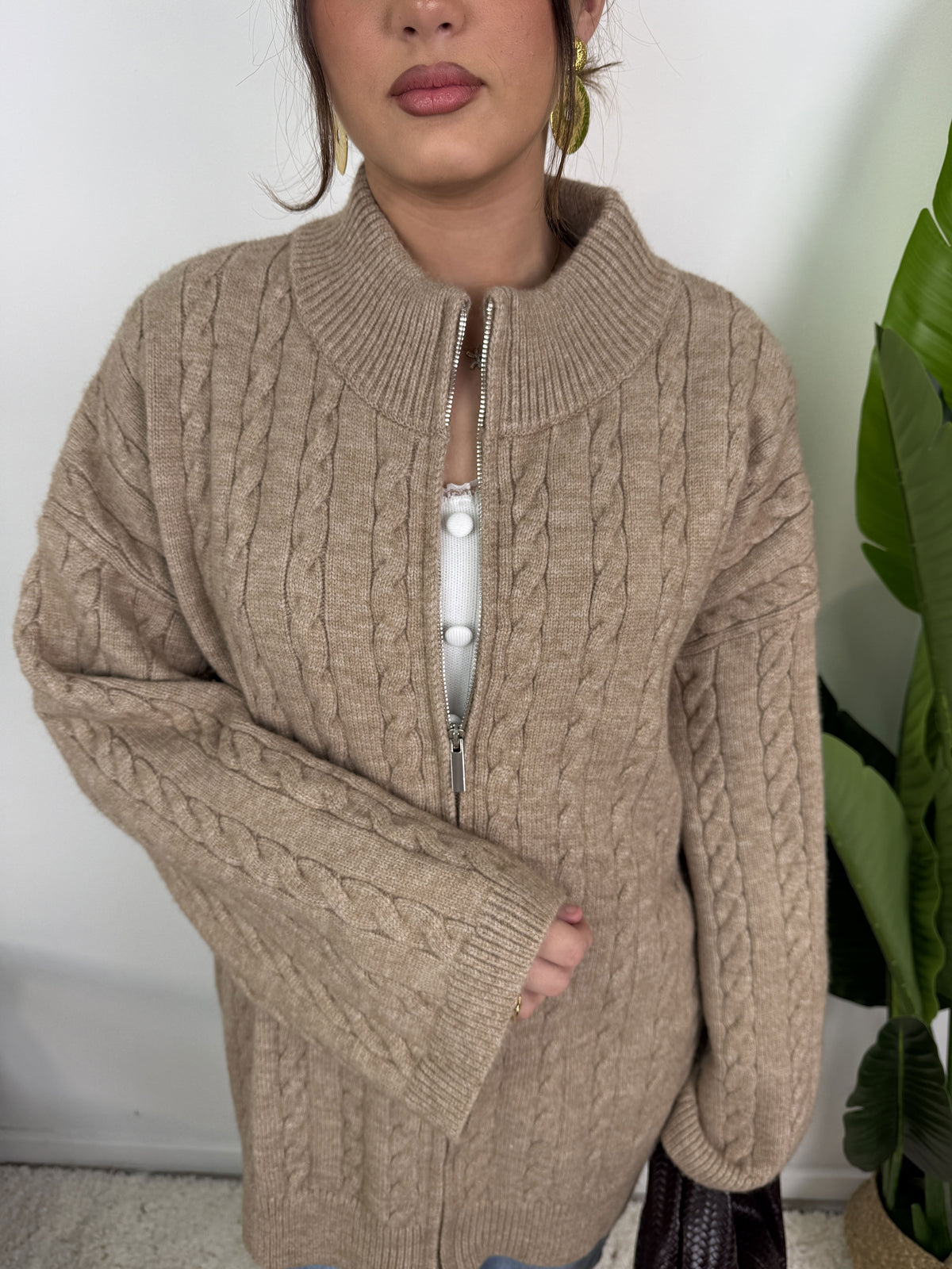 Gilet Lyra – Maille torsadée zippée