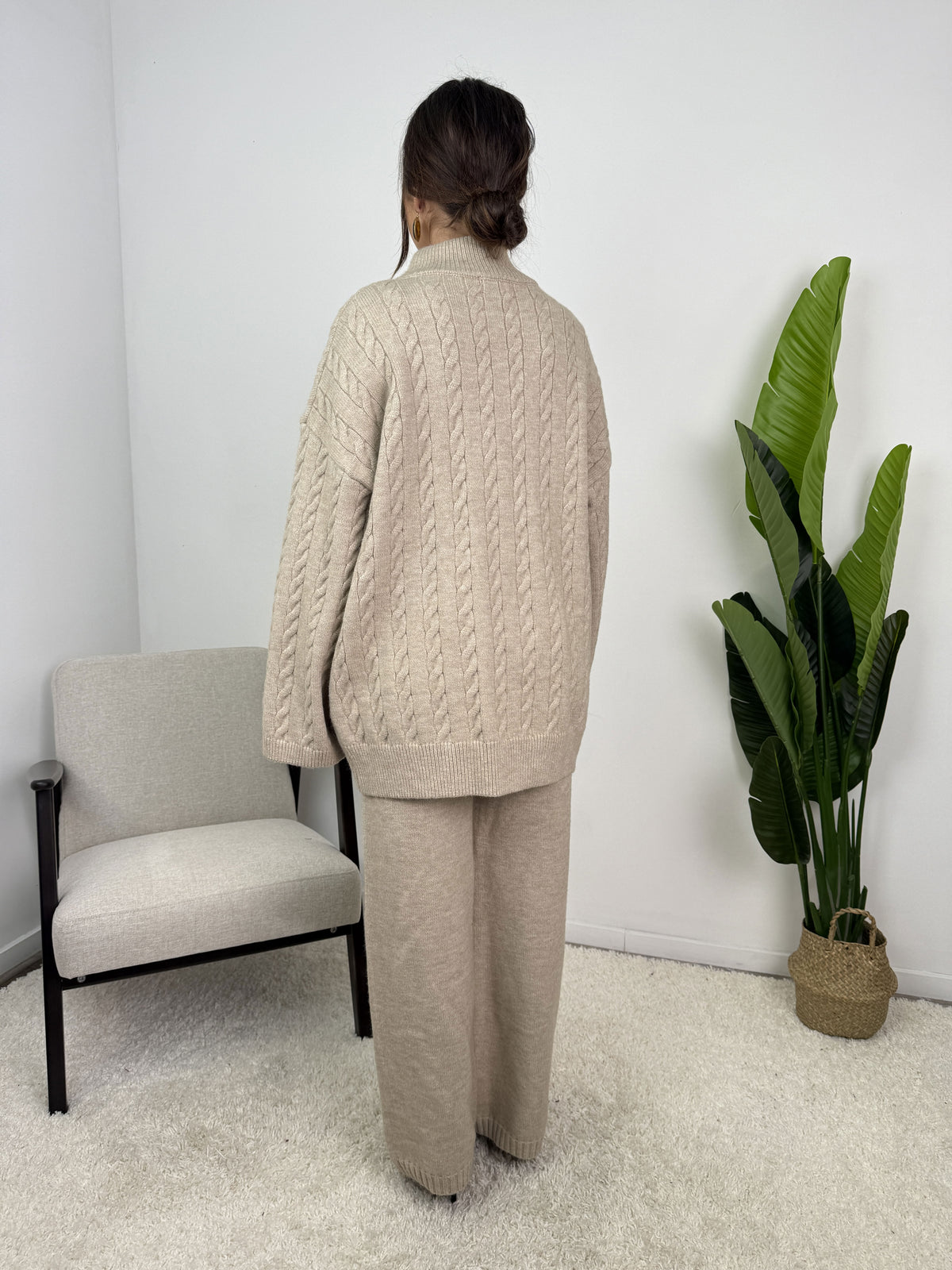 Ensemble Alizé – Maille torsadée zippée